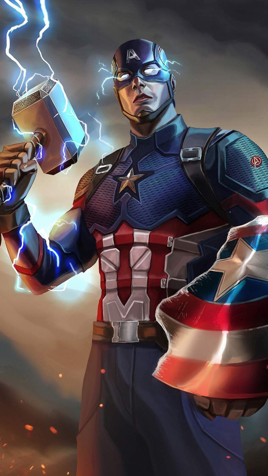 Captain America Mjolnir Artwork IPhone Wallpaper Wallpaper. Captain America Art, Captain America Costume, Captain America Comic