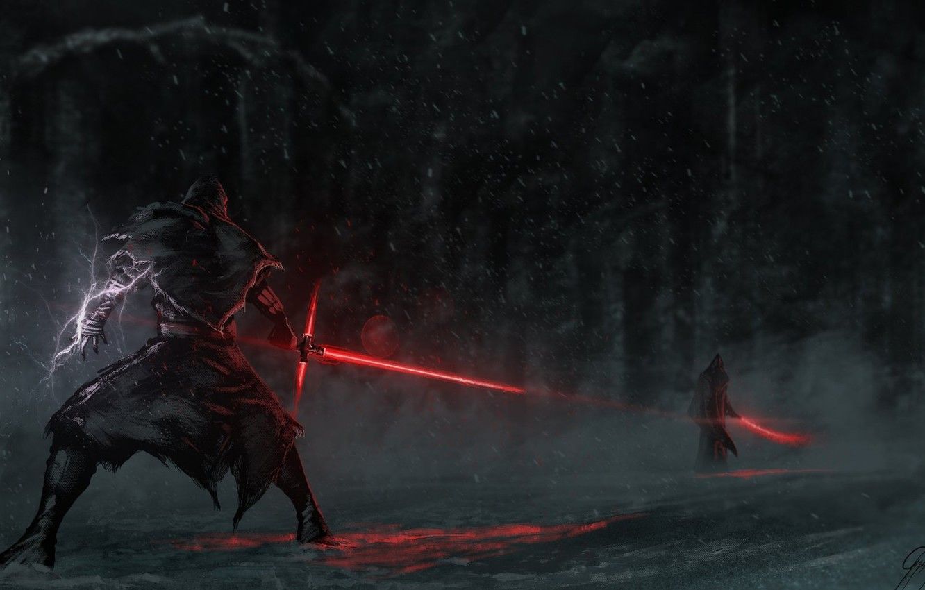 Wallpaper Star wars, the fight, laser sword, Kylo Ren image for desktop, section фильмы