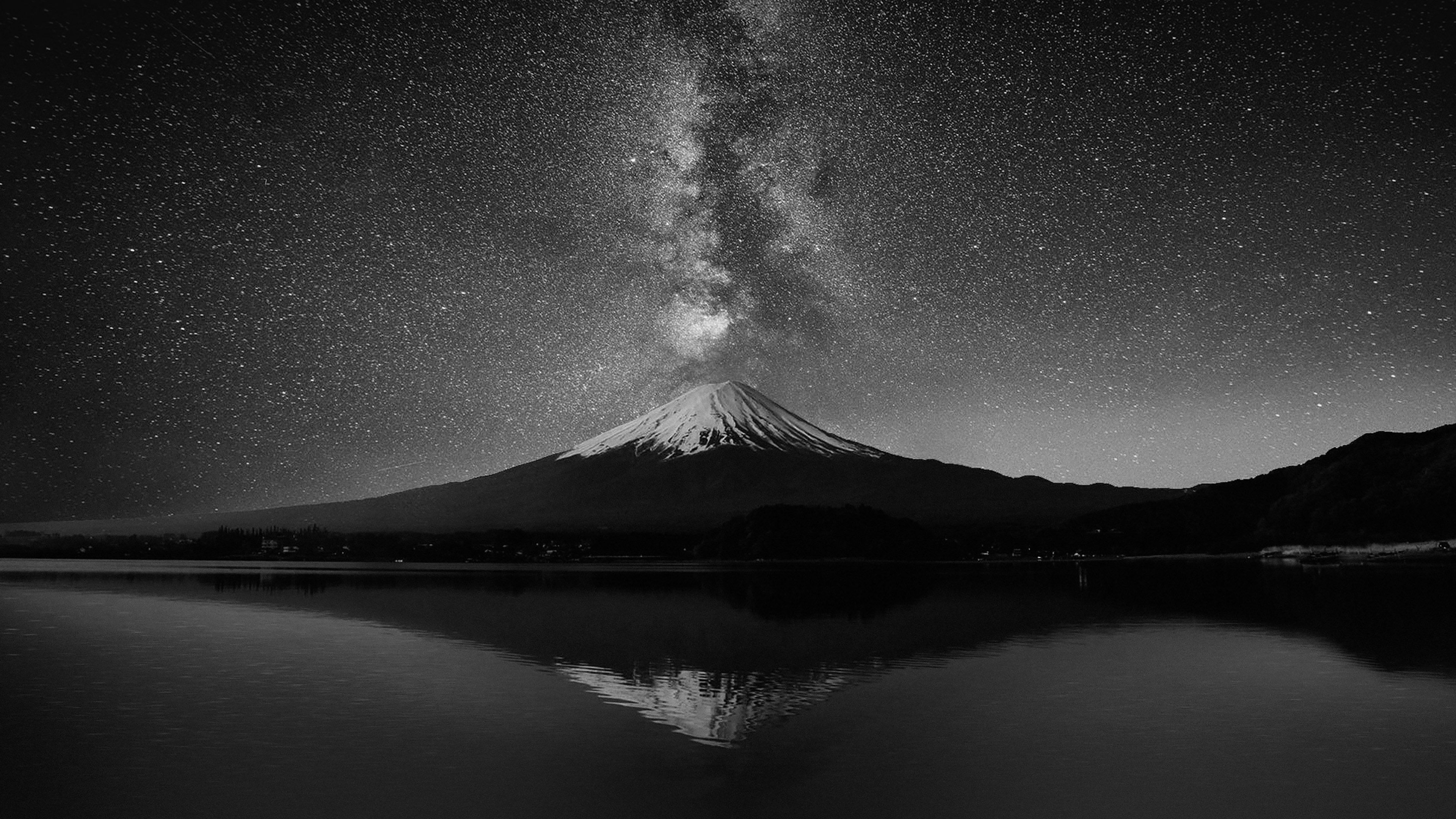 Wallpaper Milky Way On Black Mountain Fuji Sky