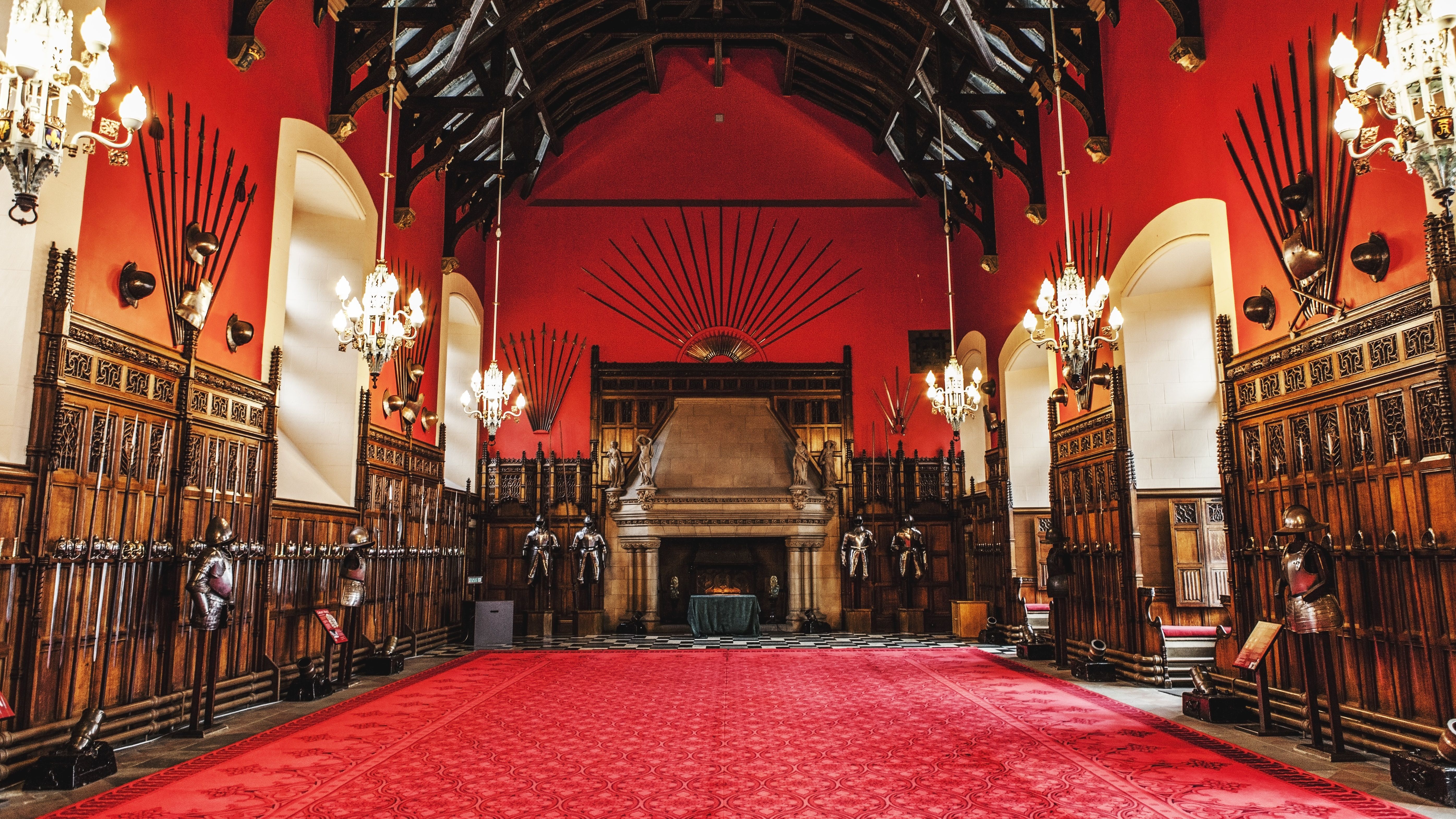 Edinburgh Castle Interior Room Scotland Medieval Spear Armor Wallpaper:5583x3140