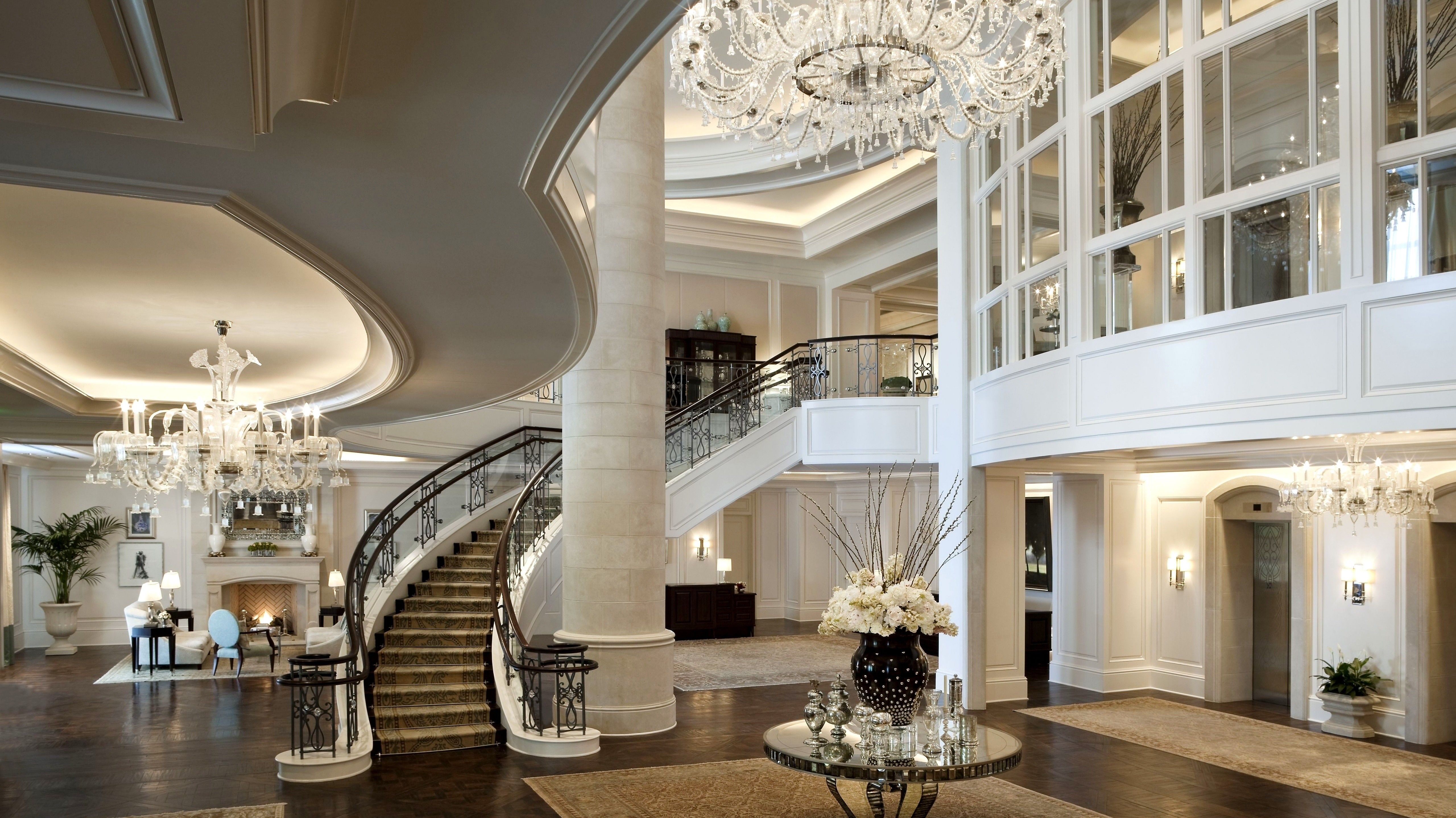Wallpaper Mandarin Oriental Hotel, classical, white, rich, castle, inside, stairs, room, living room, fire, comfort, place, Architecture