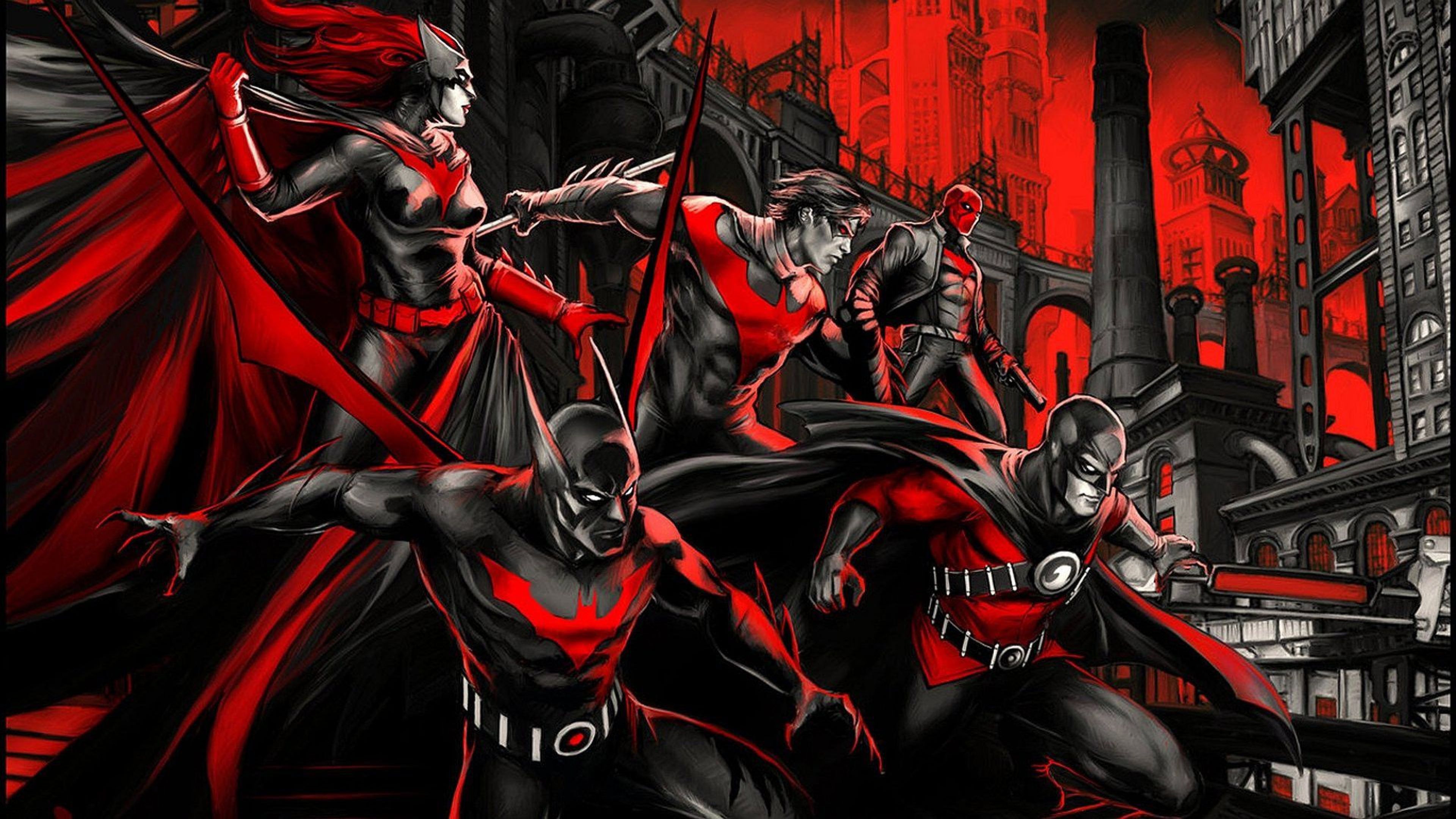 Wallpaper 4k Gotham In Red 4k Wallpaper, Artwork Wallpaper, Batman Wallpaper, Batwoman Wallpaper, Digital Art Wallpaper, Gotham Wallpaper, Hd Wallpaper, Nightwing Wallpaper, Red Hood Wallpaper, Robin Wallpaper, Superheroes Wallpaper