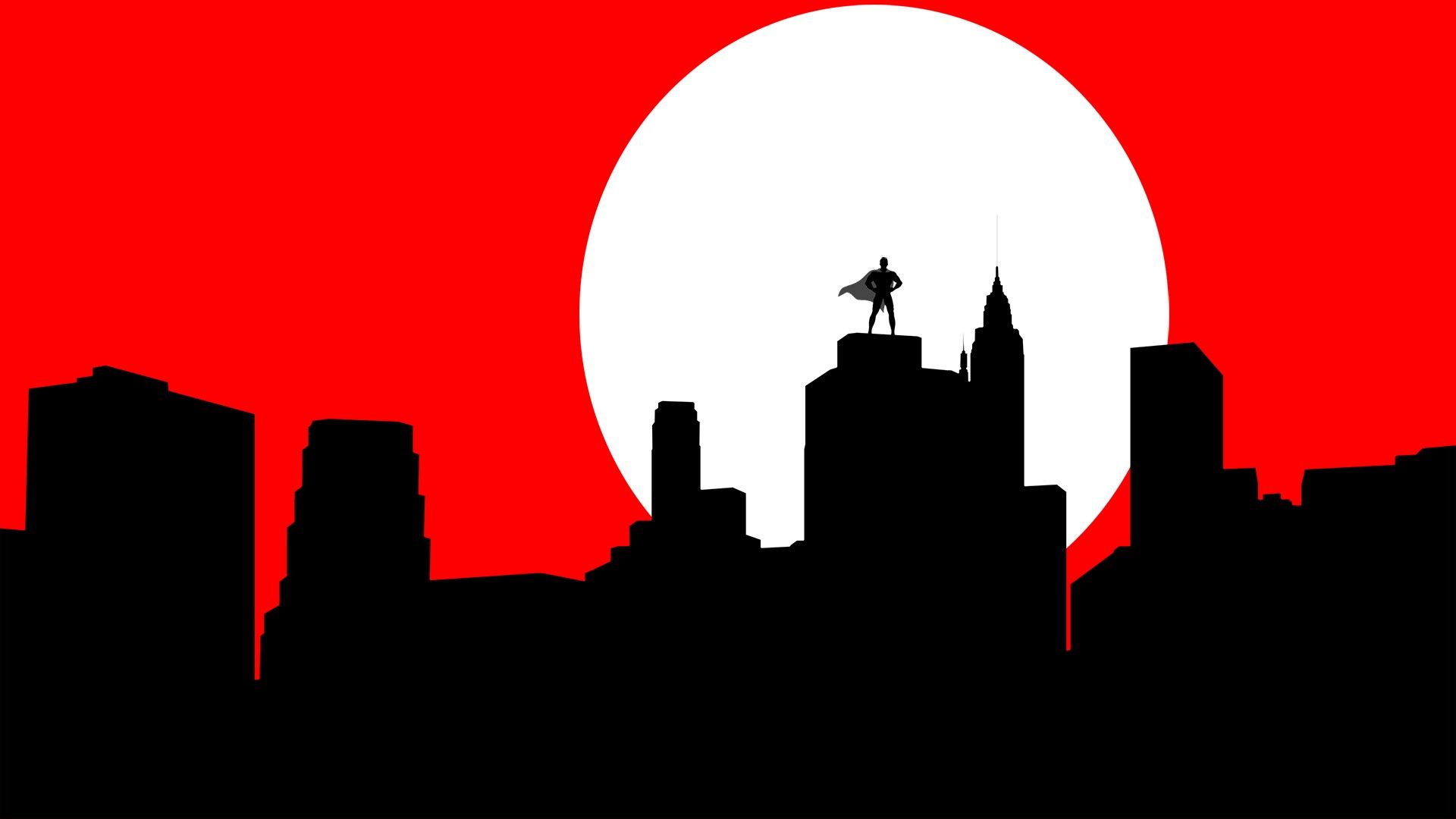 minimalistic, cityscapes, red, white, Superman, superheroes, superhero, dramatic, man of steel wallpaper