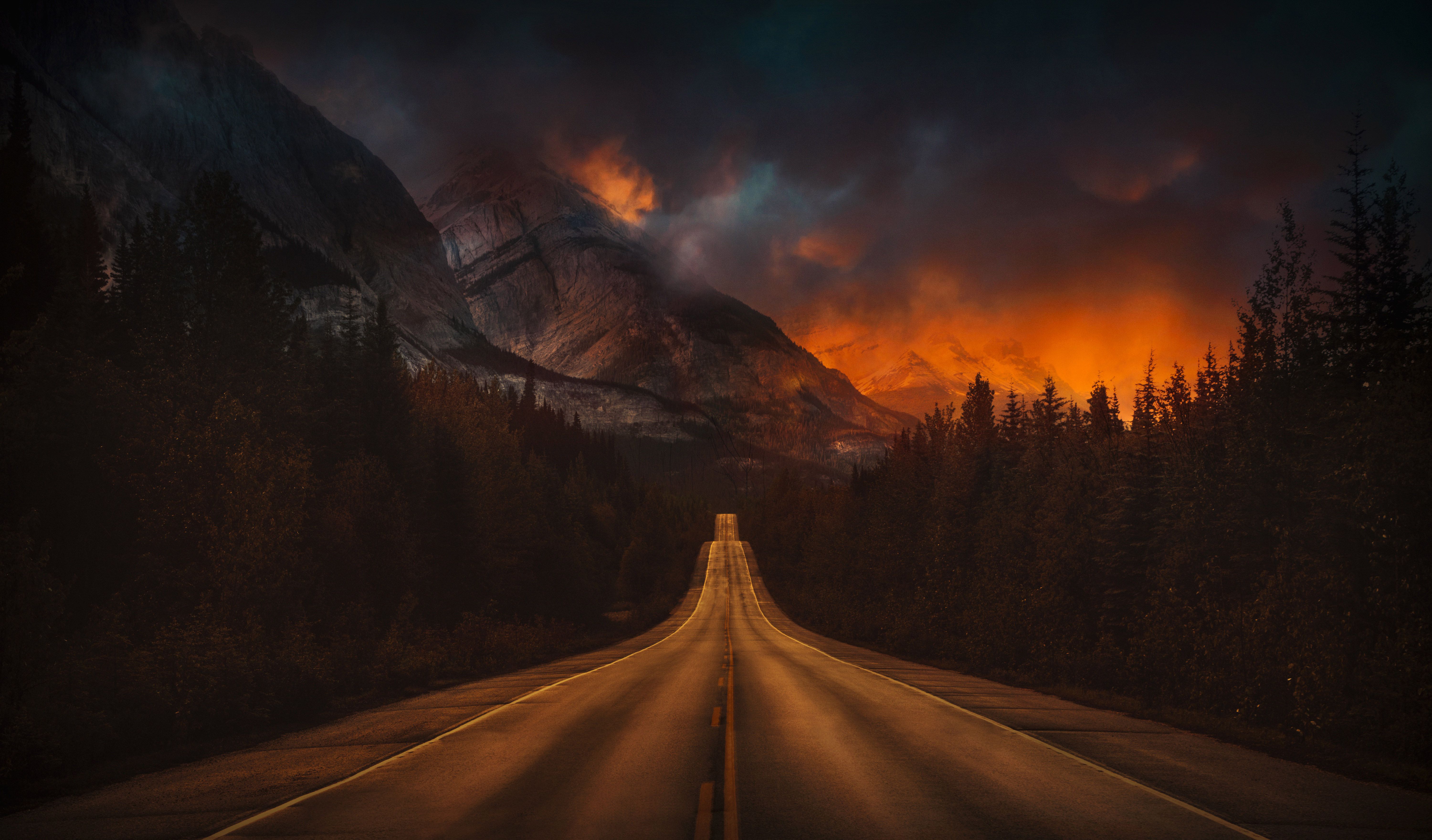 Mountain Nature Night Road 4k 1366x768 Resolution HD 4k Wallpaper, Image, Background, Photo and Picture
