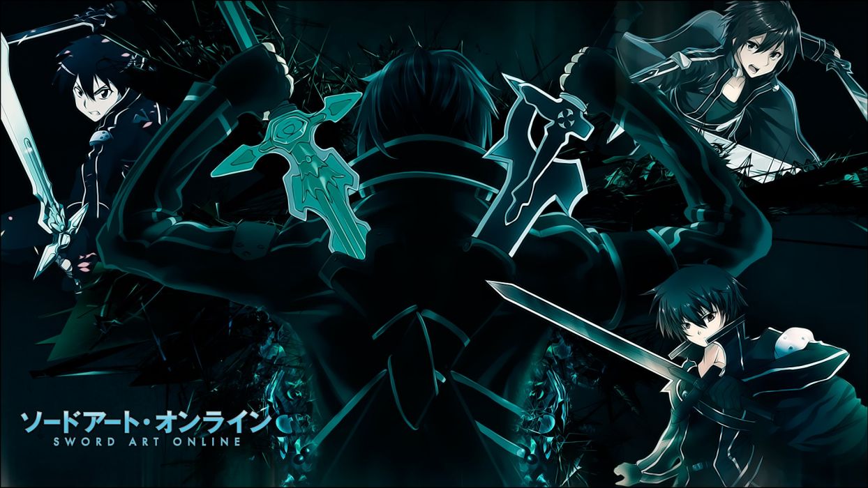 Download Kazuto Kirigaya (Kirito) in a dramatic battle scene Wallpaper