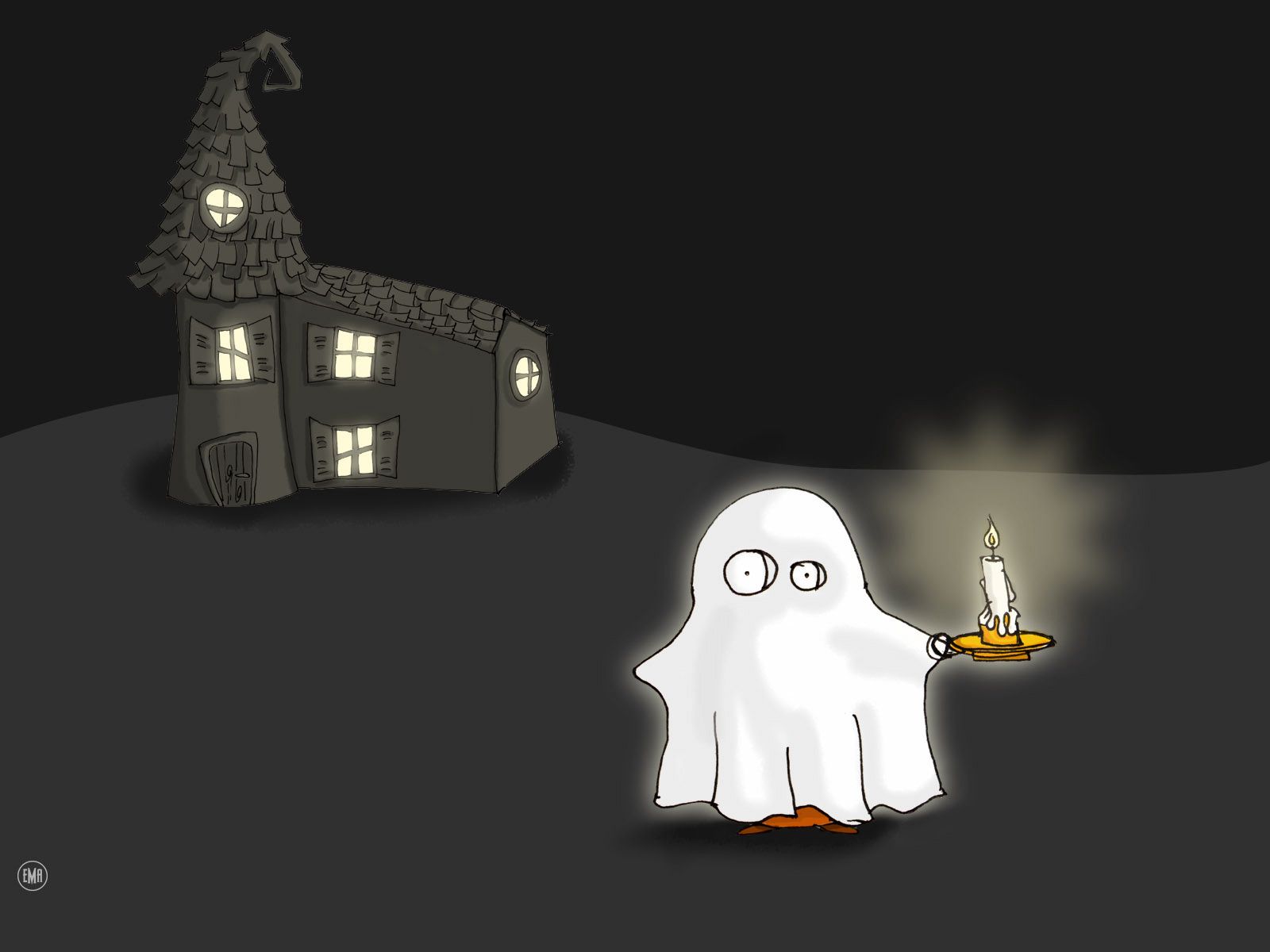 Cartoon Fred Ghost With Candle.