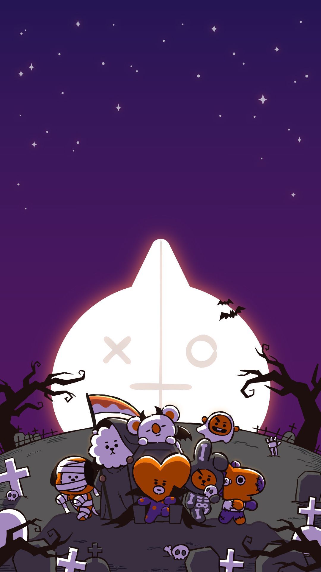LINEFRIENDS PIC. GIFs, pics and wallpaper by LINE friends. Halloween wallpaper, Halloween wallpaper iphone, Bts halloween