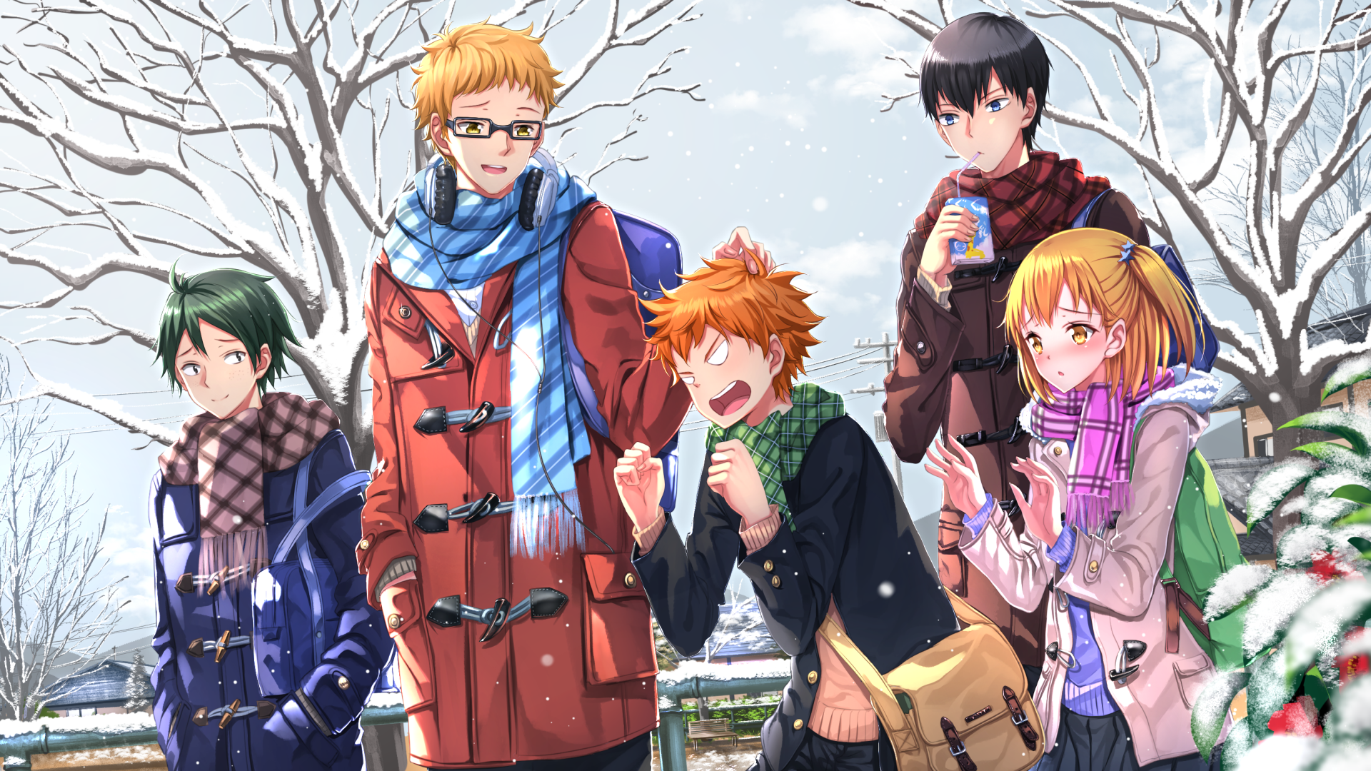 Haikyuu Hinata Shouyou Kageyama Tobio Yamaguchi Tadashi Tsukishima Kei Yachi Hitoka Snow Wallpaper:1920x1080