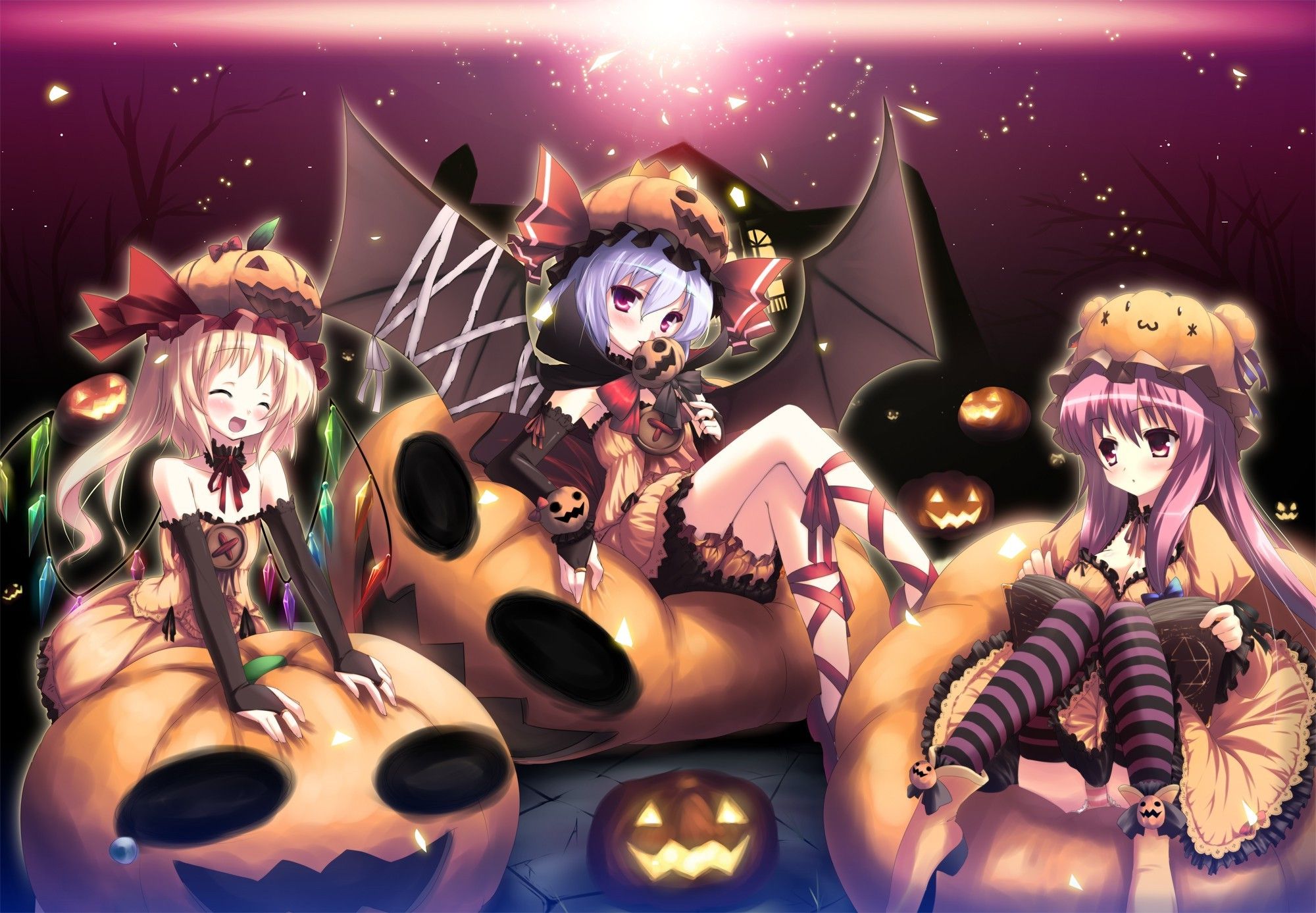 anime girls halloween touhou remilia scarlet patchouli knowledge pumpkin flandre scarlet wallpaper. Mocah.org HD Desktop Wallpaper