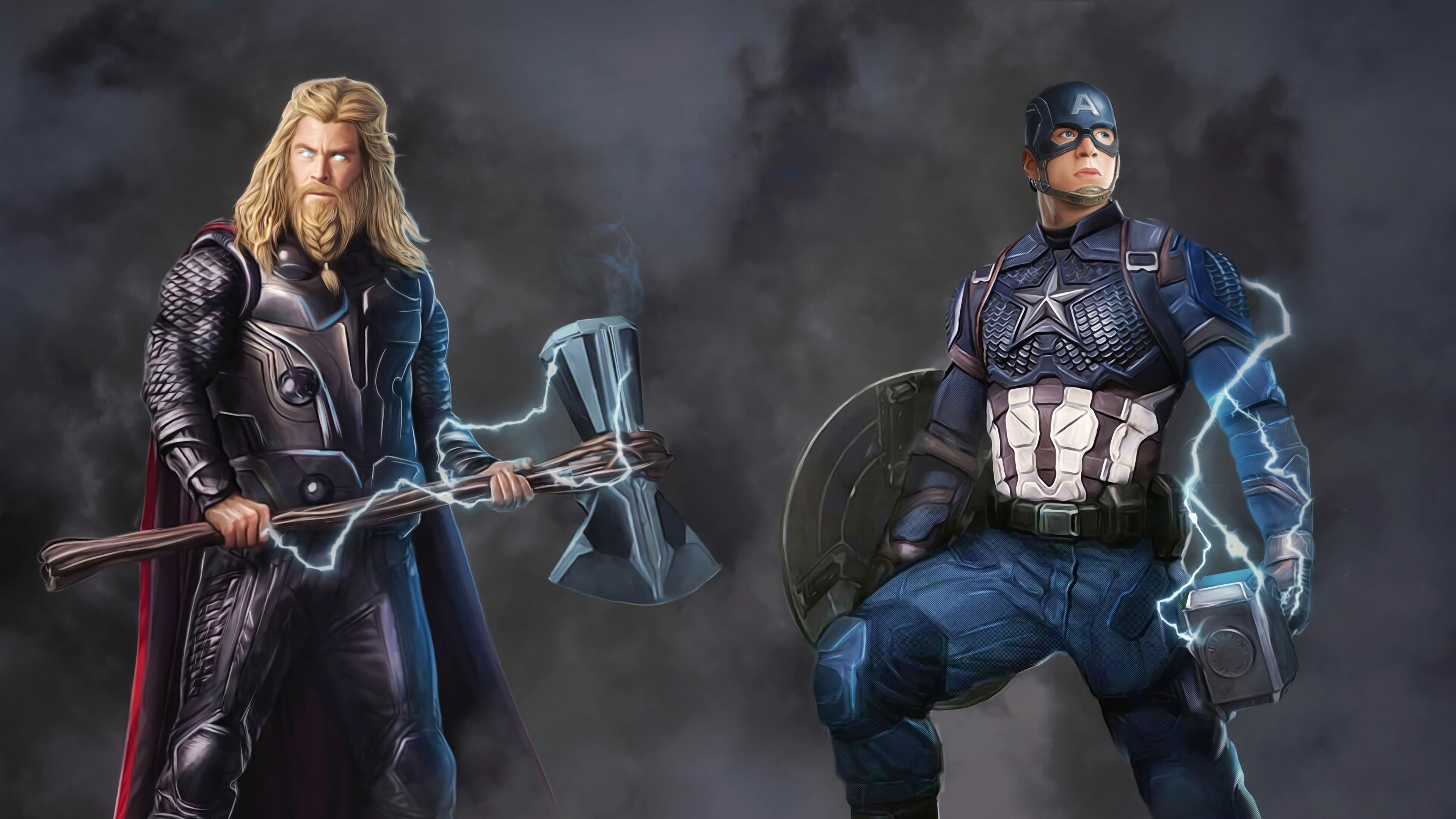 Wallpaper 4k Captain And Thor 4k Wallpaper, Artwork Wallpaper, Captain America Wallpaper, Digital Art Wallpaper, Hd Wallpaper, Superheroes Wallpaper, Thor Wallpaper