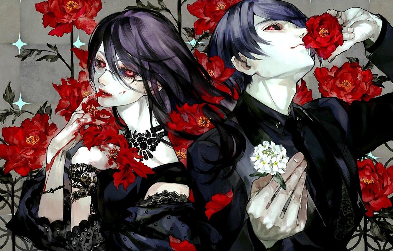 Wallpaper anime, anime, Tokyo Ghoul, Tokyo Ghoul, Tsukiyama Shuu, Kamishiro Rize image for desktop, section сэйнэн