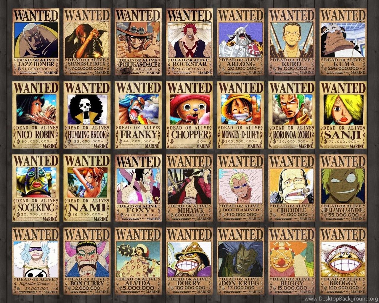 One Piece Wanted Posters Wallpaper Anime Wallpaper Desktop Background