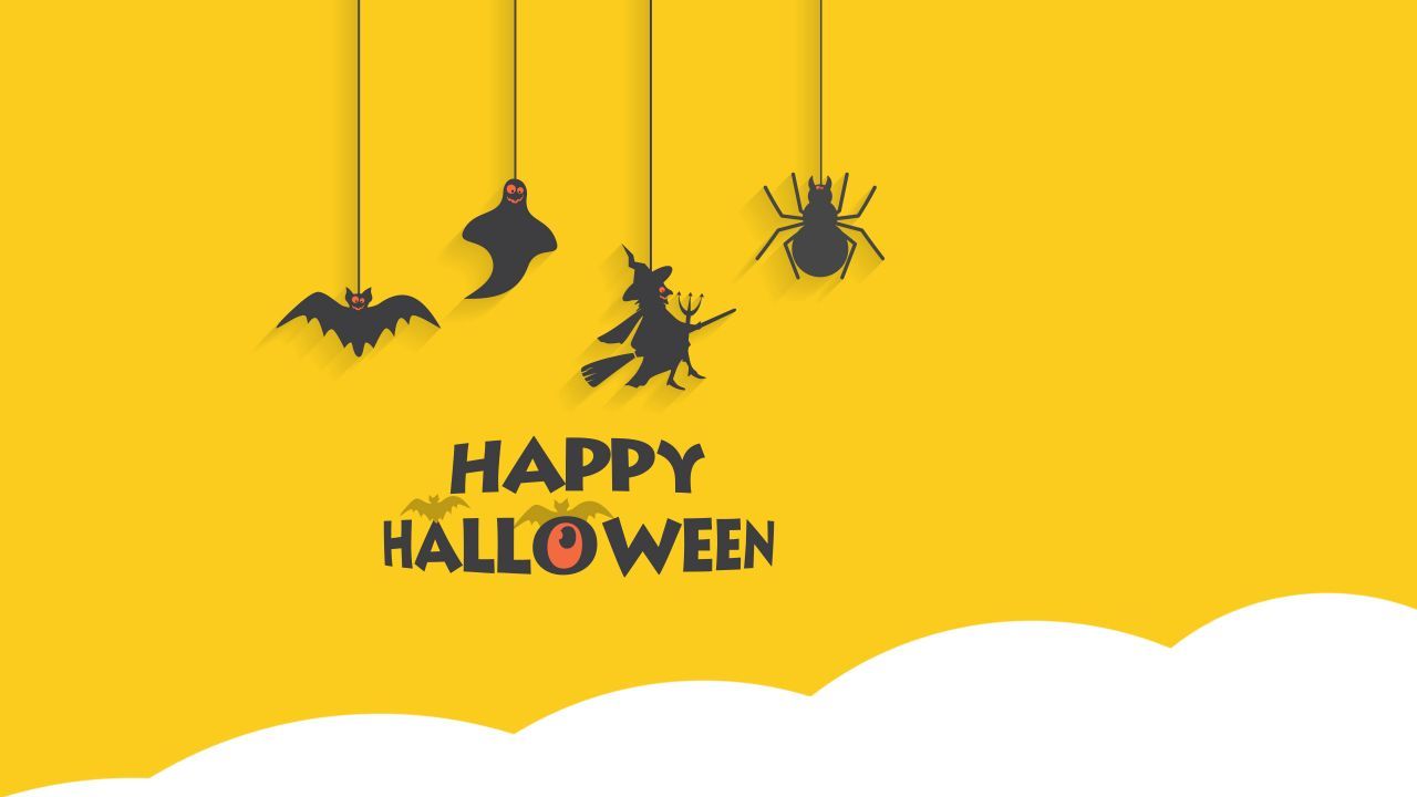 Wallpaper Happy Halloween, Minimal, Yellow, HD, Celebrations / Editor's Picks,. Wallpaper for iPhone, Android, Mobile and Desktop