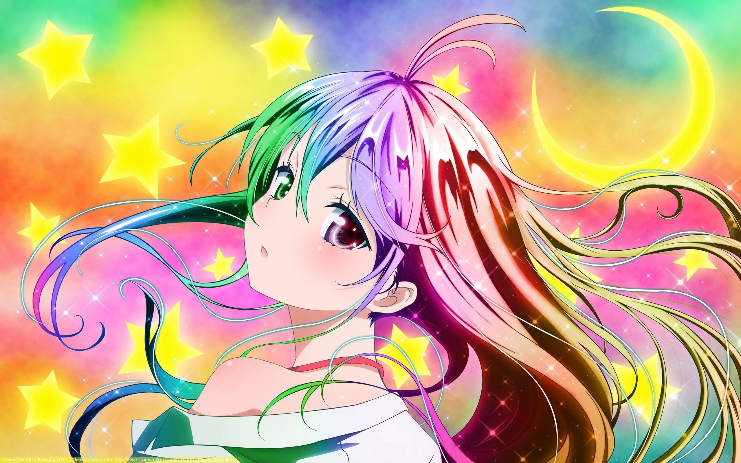 Rainbow aesthetic anime big eyes art girl anime by exokinetic on DeviantArt