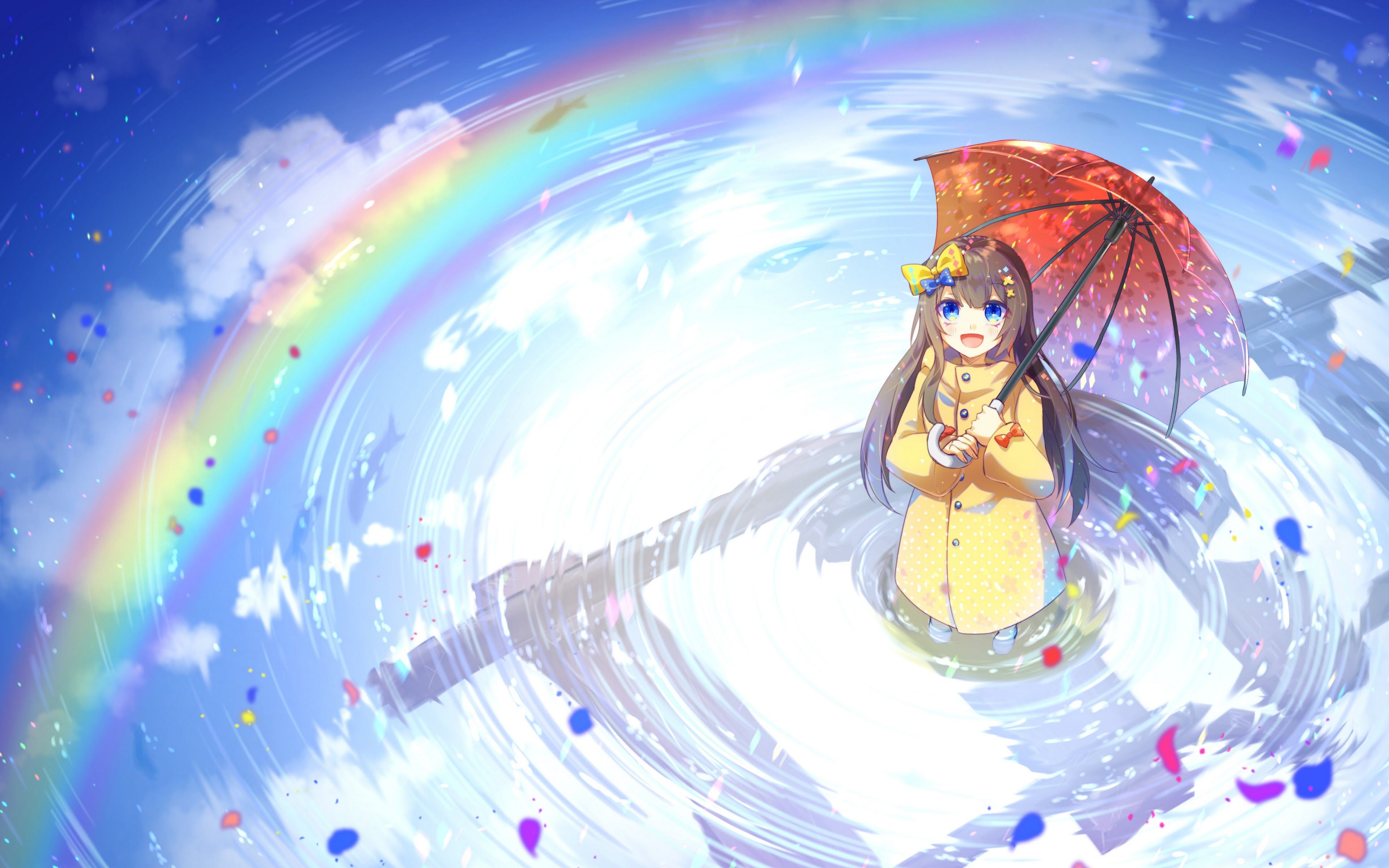 Anime Cute Girl Rainbow 4K 3840x2160 Wallpaper