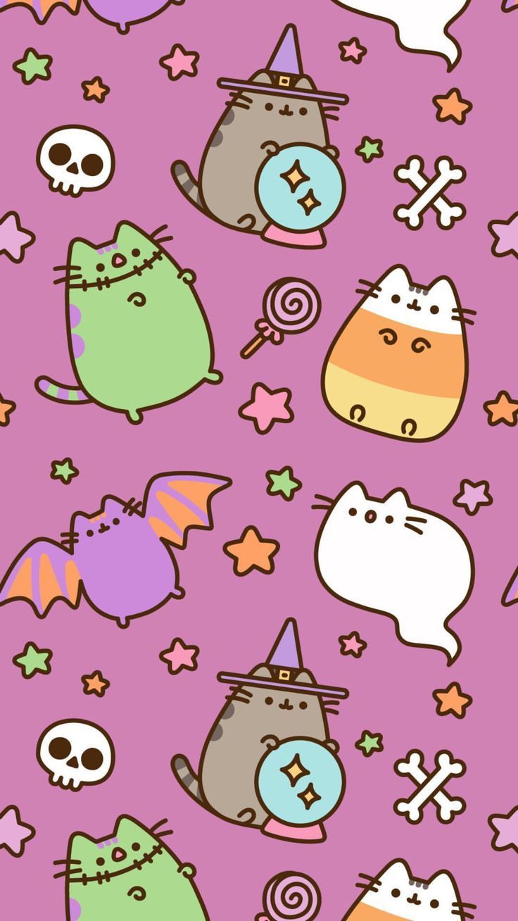 Pusheen Halloween Background Free HD Wallpaper