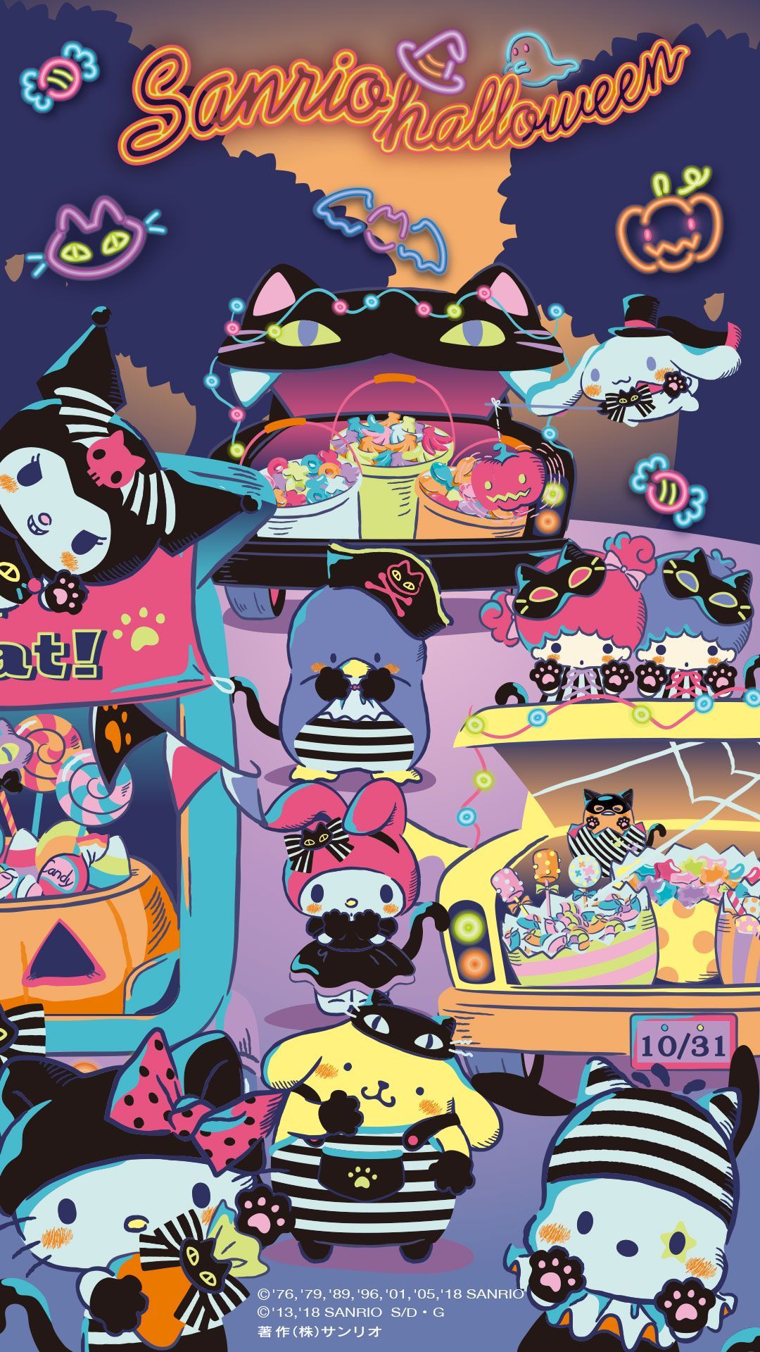 Cutely Kuromi. Hello kitty halloween wallpaper, Hello kitty halloween, Halloween wallpaper