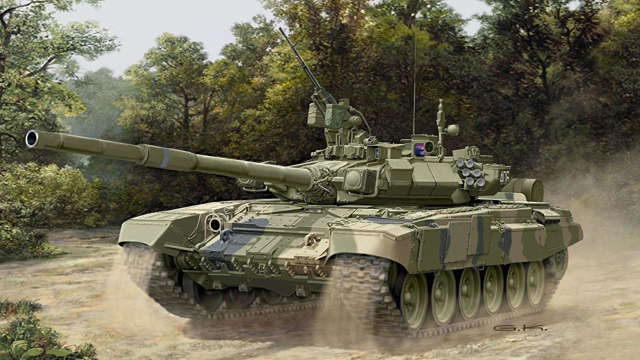 Desktop Wallpaper Army Tanks T 90 Painting Art