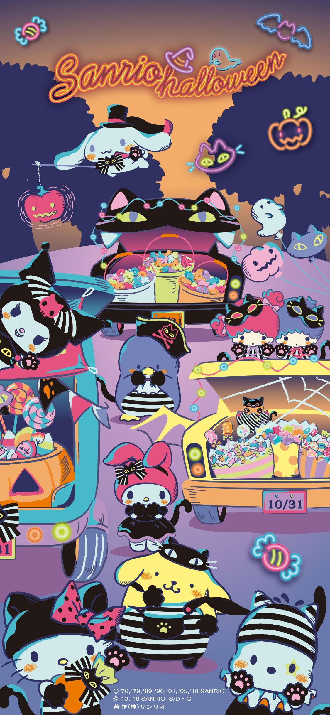1125×2436】201810 Sanrio Halloween Special. Hello kitty halloween wallpaper, Hello kitty halloween, Halloween wallpaper