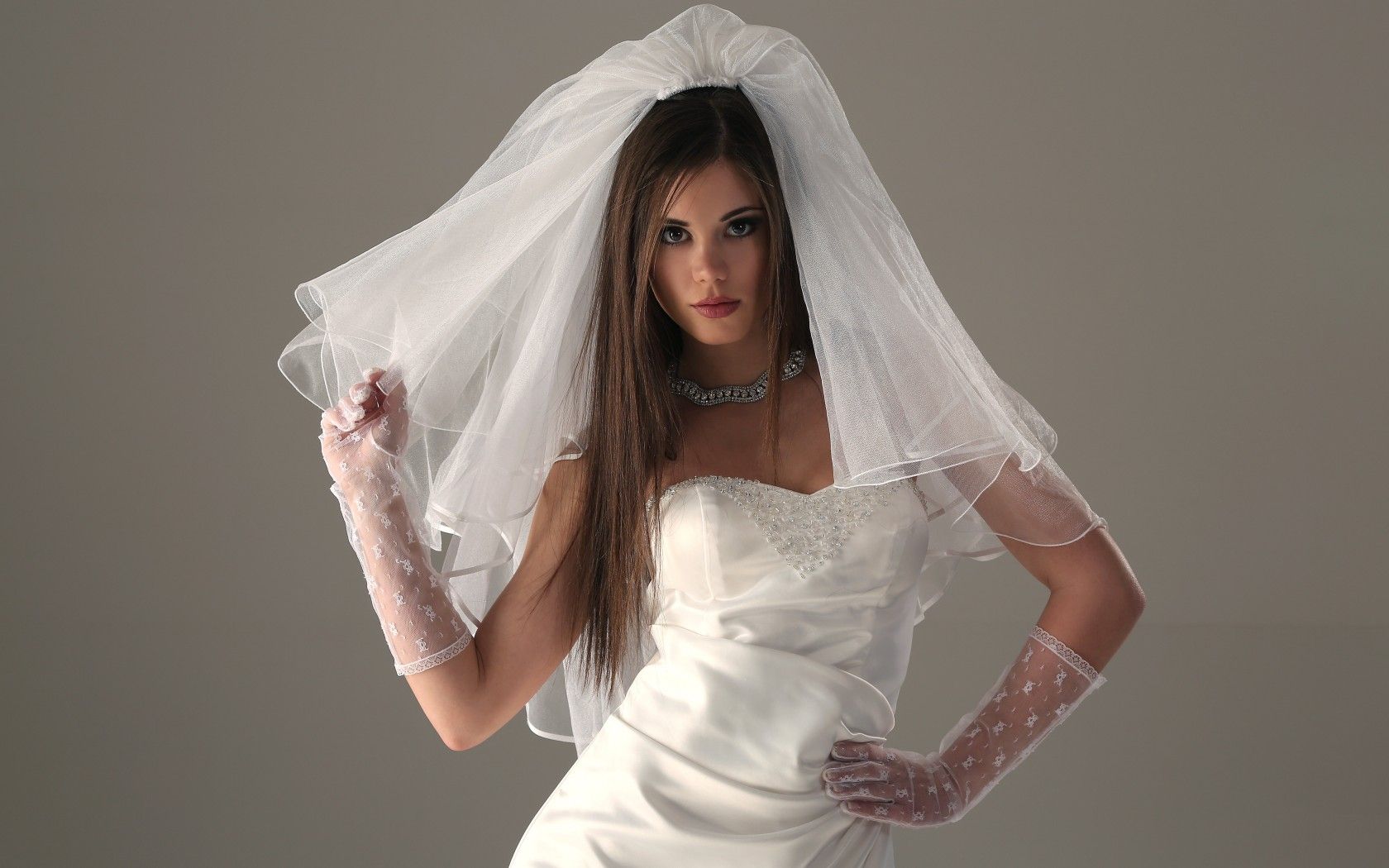 Little Caprice bride veils gloves dress Woman Girl wallpaperx1050