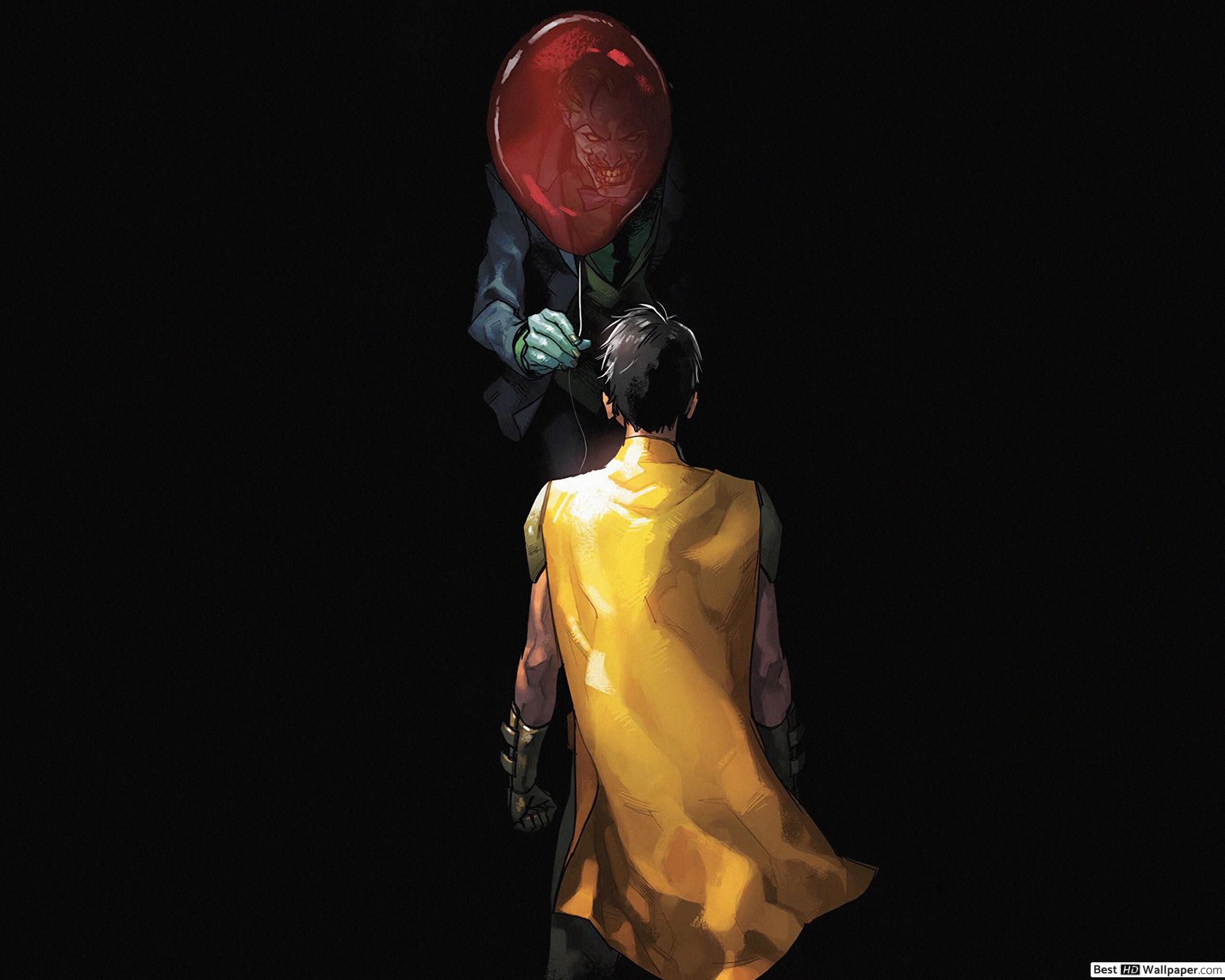 Joker's red balloon and Robin HD wallpaper download