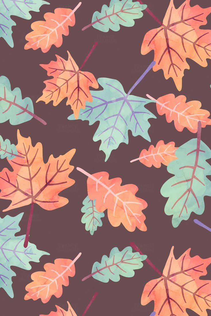 FOR 2. Fall Autumn Digital Papers. Thanksgiving Watercolor Pumpkin, Squirrel, Cupcake, Acorn Leaves Leaf, Turkey. Polka Dots. Pattern. Cute fall wallpaper, Fall wallpaper, iPhone wallpaper fall