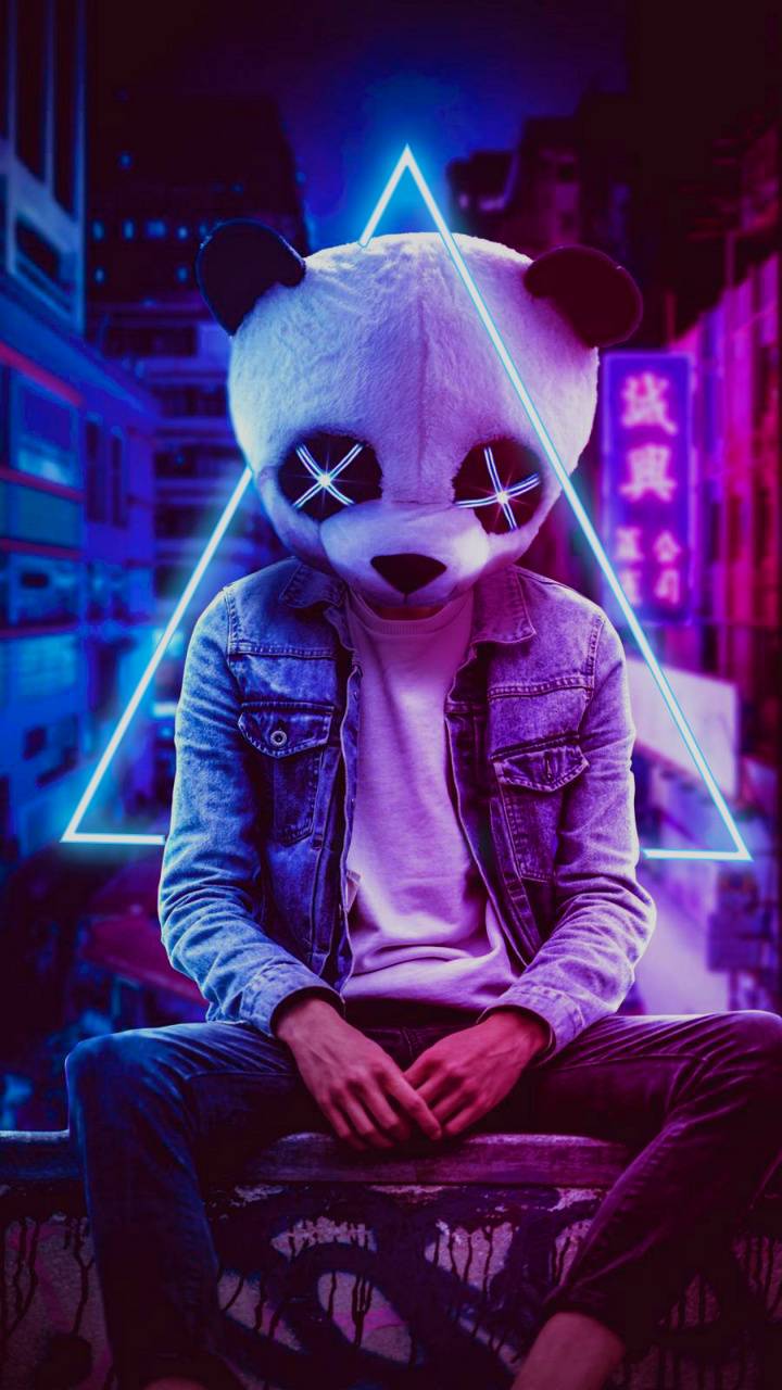 neon panda HD wallpaper