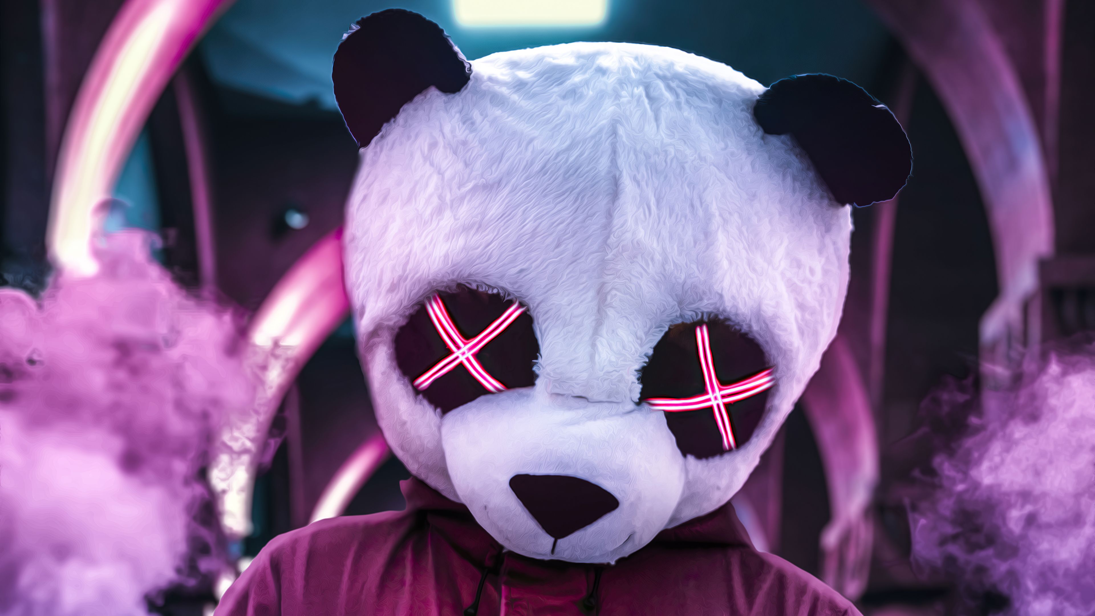 Panda Neon Eyes 4k, HD Artist, 4k Wallpaper, Image, Background, Photo and Picture