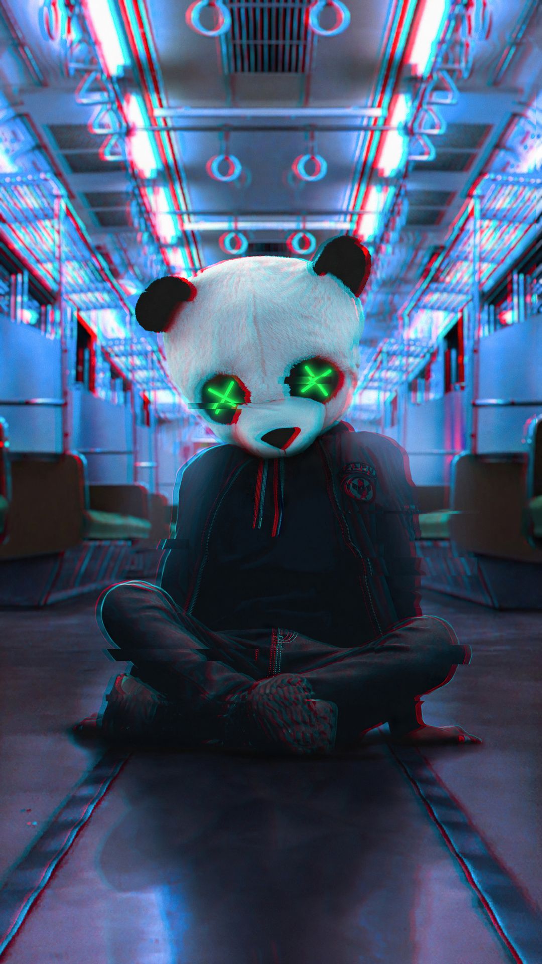 Anonymous Panda Neon Eyes Wallpaper