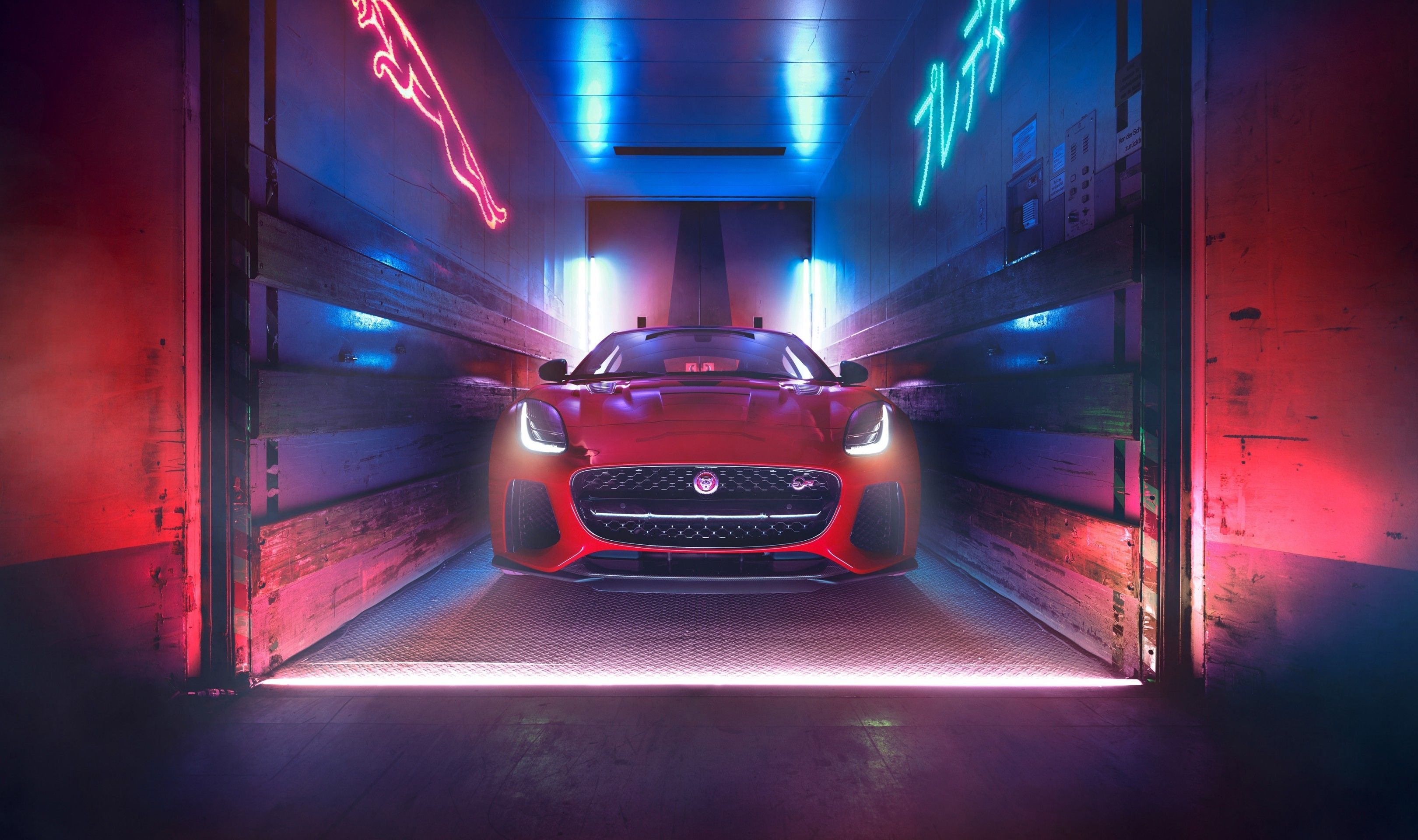 Download 3240x1920 Jaguar F Type Svr, Supercars, Red, Front View Wallpaper