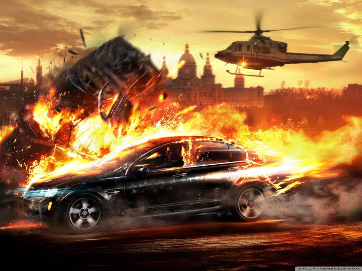 Car On Fire Ultra HD Desktop Background Wallpaper for 4K UHD TV, Tablet