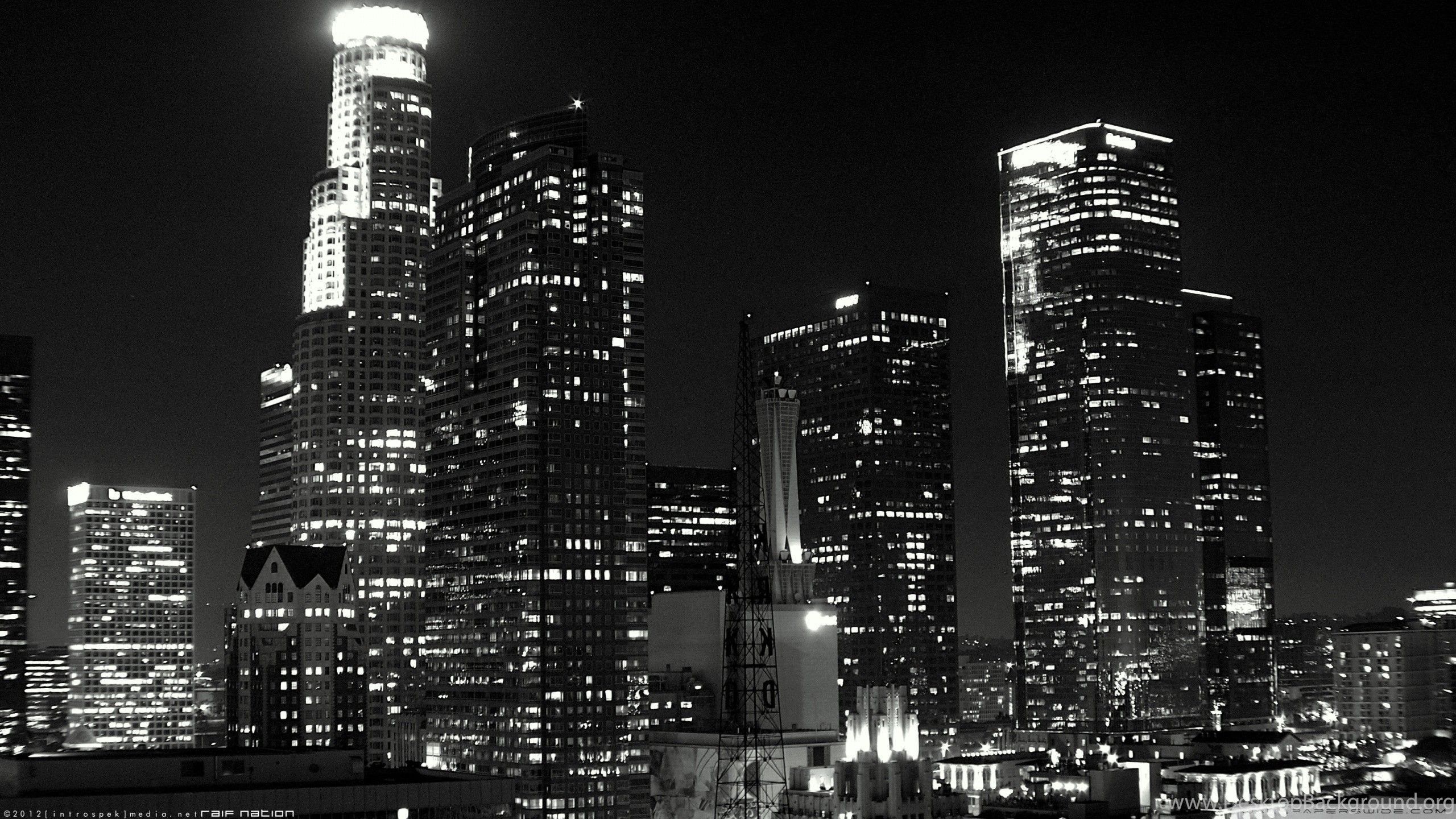 Los Angeles Skyline Black And White Wallpaper. Desktop Background