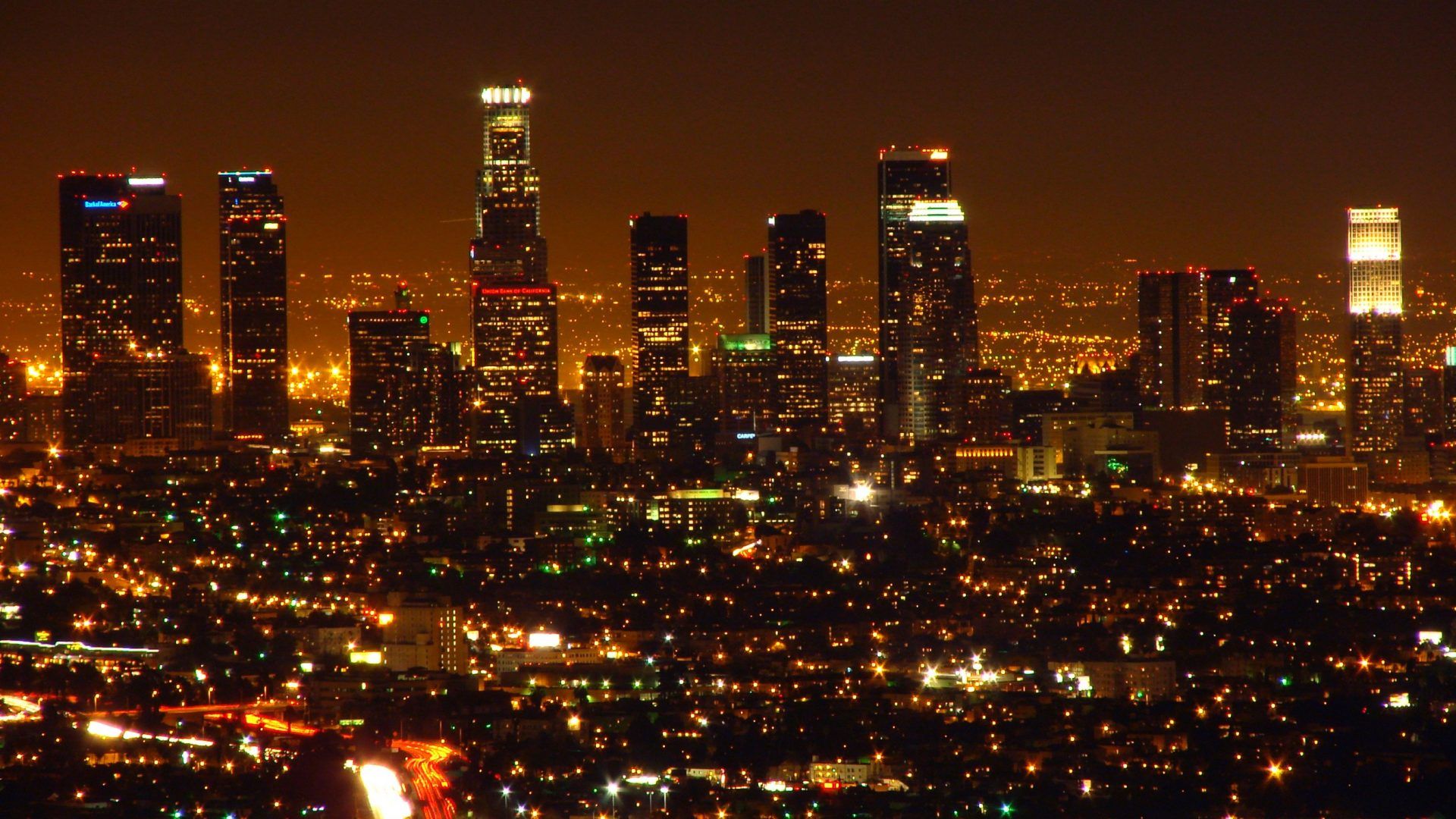 Ночной Лос Анджелес панорама