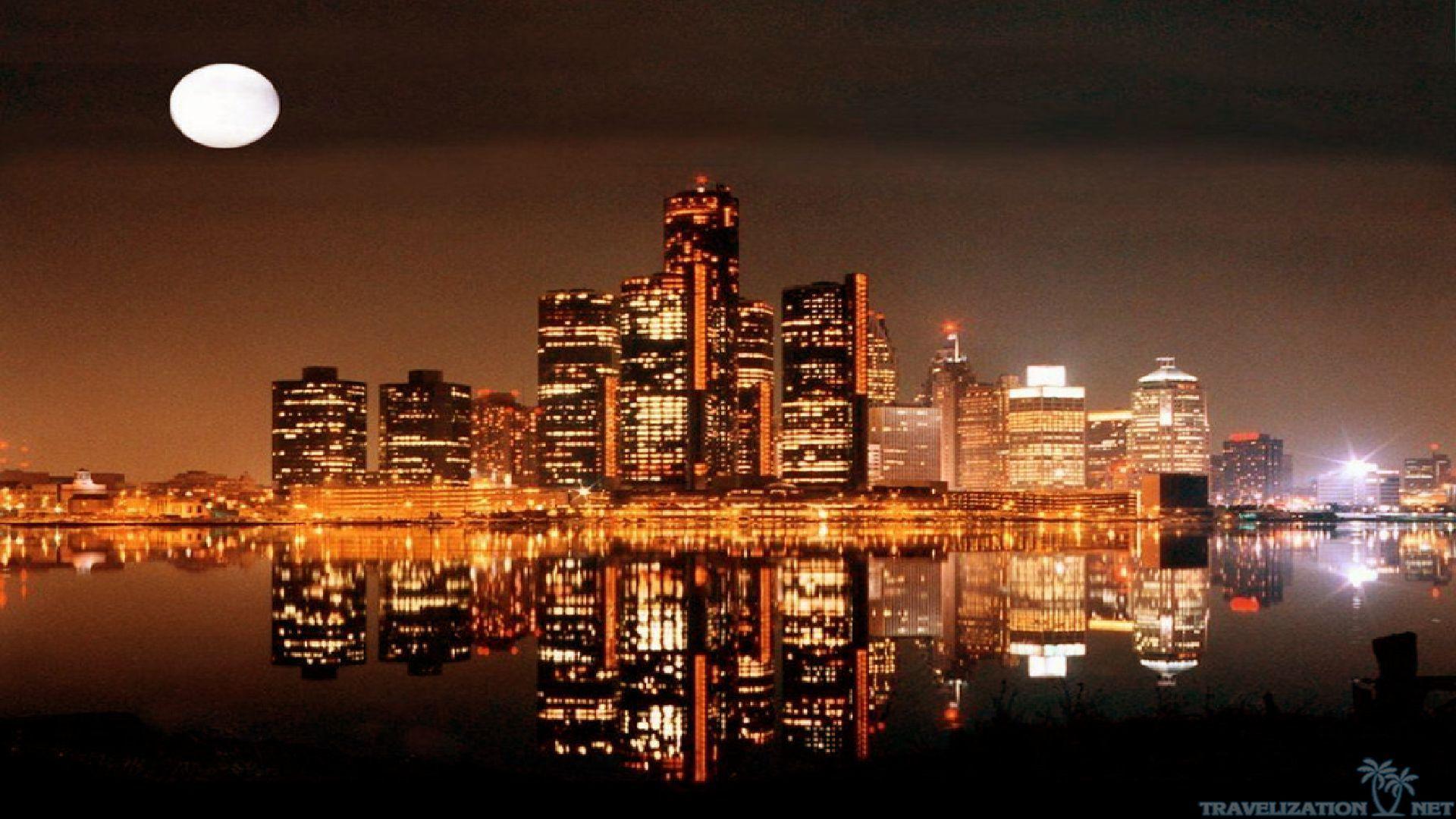 Spectacular Detroit Skyline Dark Full Background, Downtown Detroit HD  wallpaper | Pxfuel