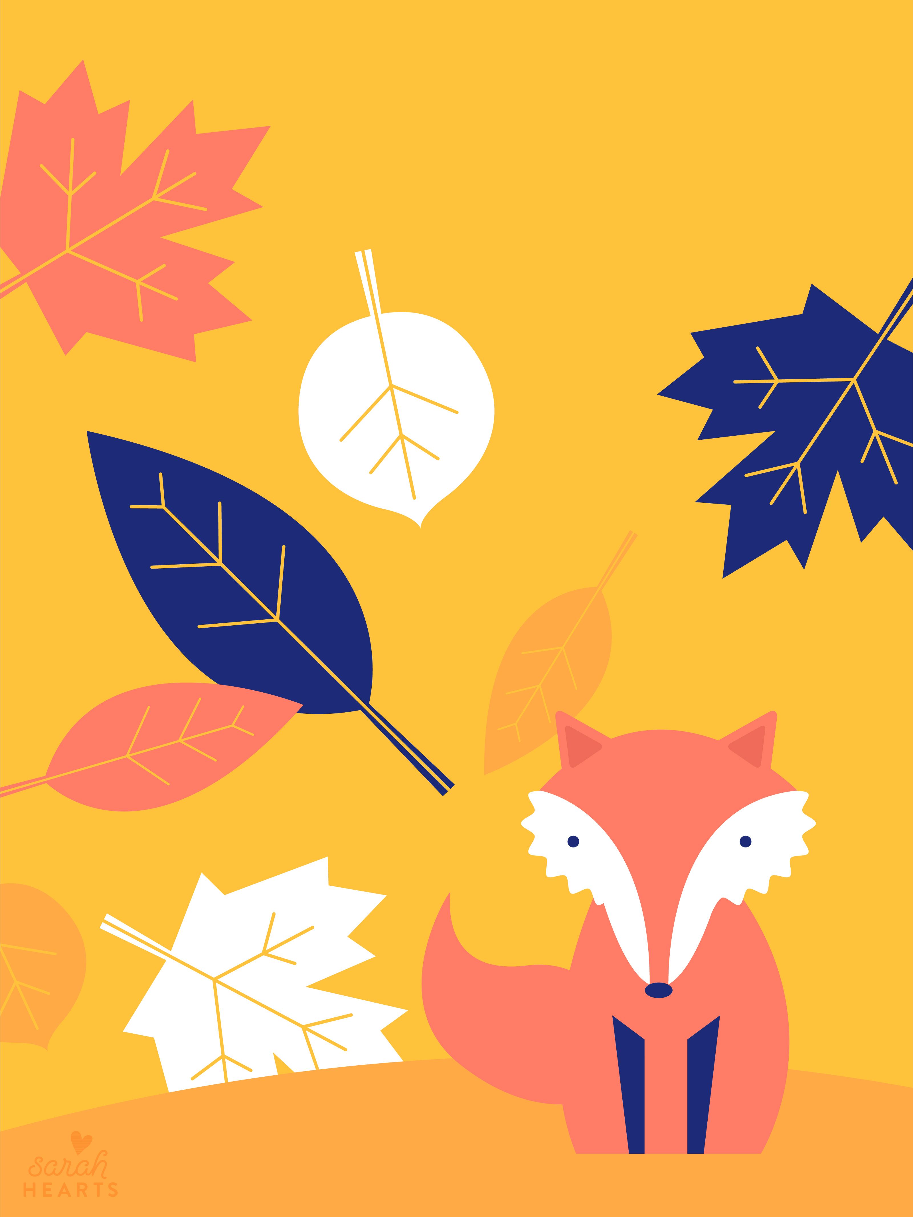 Fall Leaf and Fox October 2017 Calendar Wallpaper