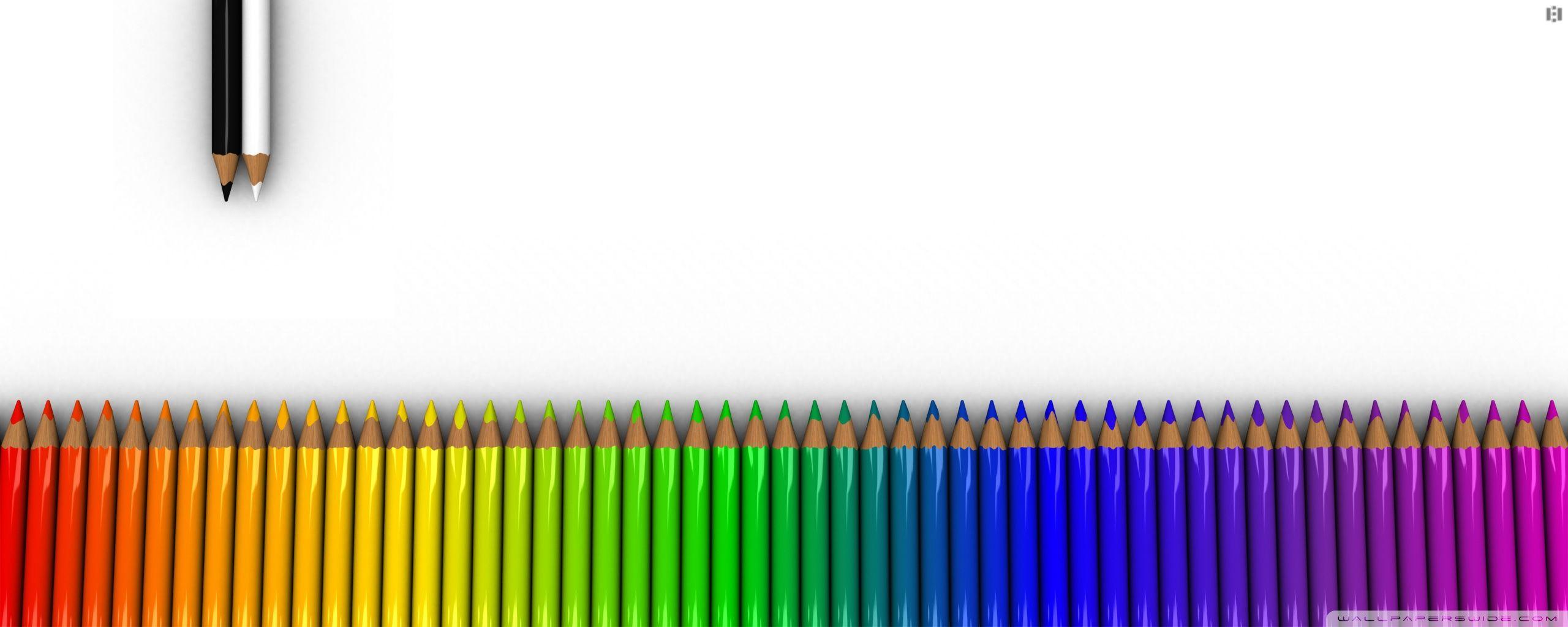 Colorful Crayons White Rainbow Dual Monitor ❤ 4K HD Desktop