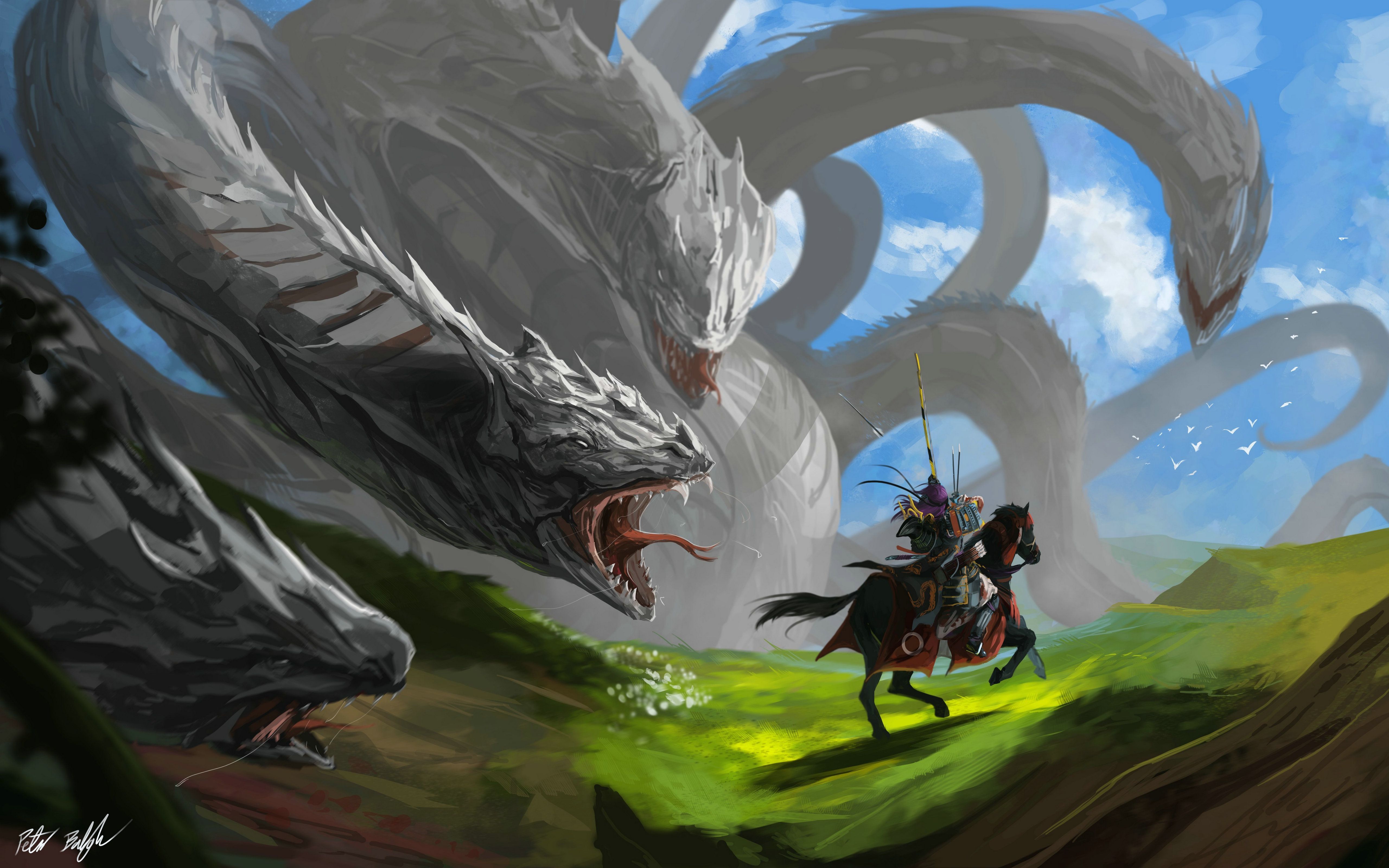 Hydra Battle Free Desktop Wallpaper. HD Wallpaper. Epic art, Giant monsters, Mythical creatures