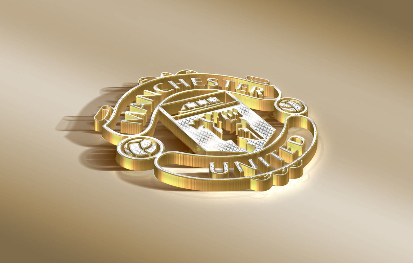 Wallpaper Logo, Golden, Football, Manchester United, Soccer, Silver, Emblem, English Club image for desktop, section спорт