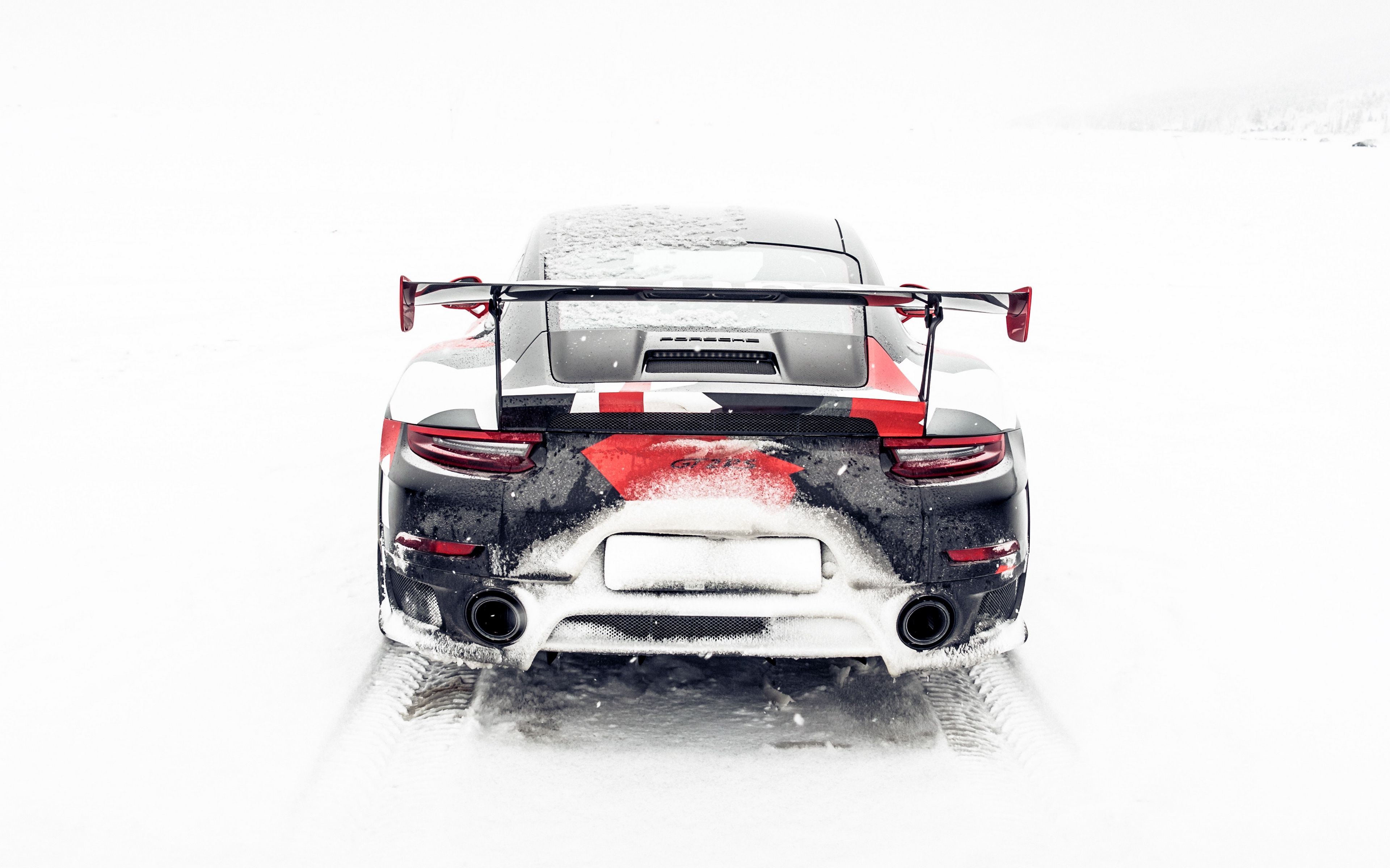 Download wallpaper 3840x2400 sports car, rear view, snow, winter, off road 4k ultra HD 16:10 HD background