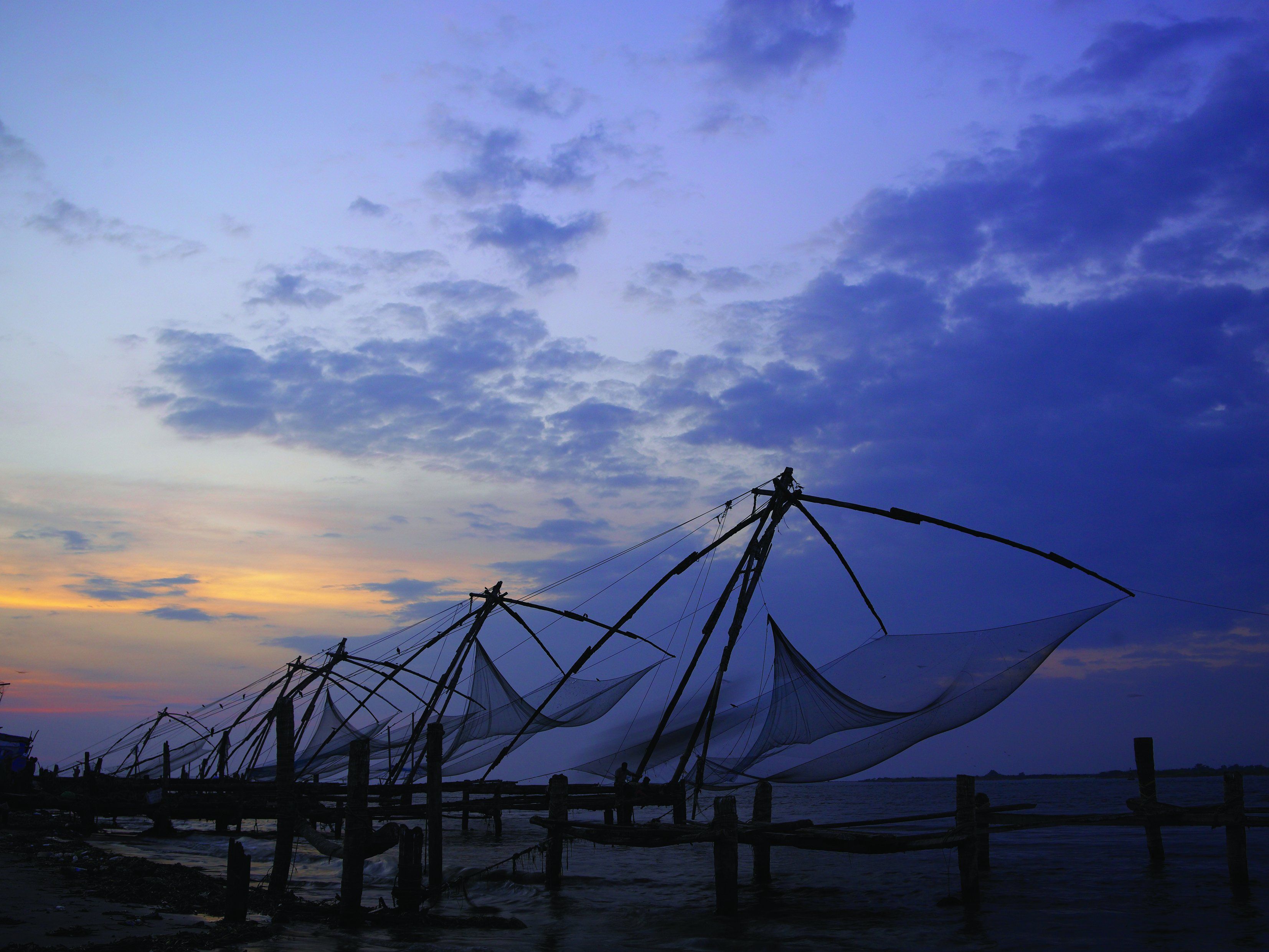 kochi, Kerala, Blues, Back, Water, Lagoons, Sunset, Beach, Ship, Channels, Chinese, Nets, Skyscraper, Water, City, 5 Wallpaper HD / Desktop and Mobile Background