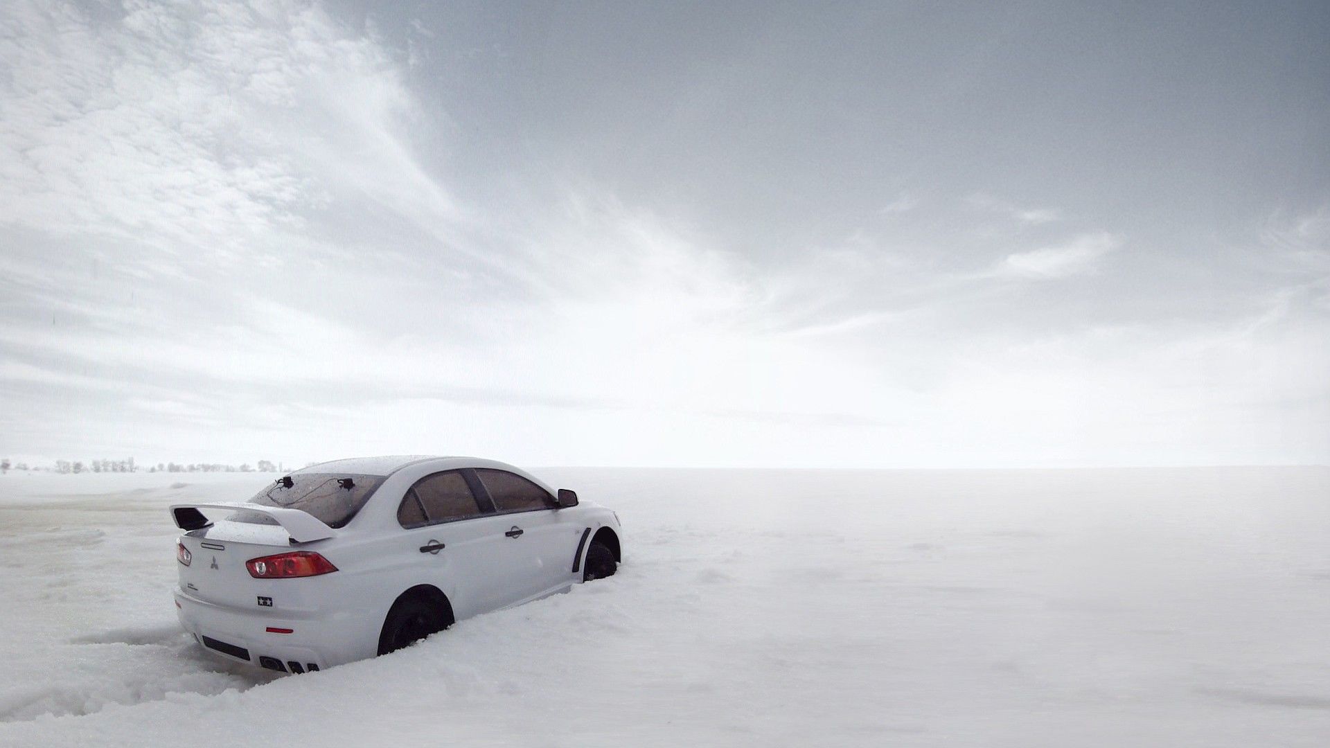 snow, cars, Evo X wallpaper