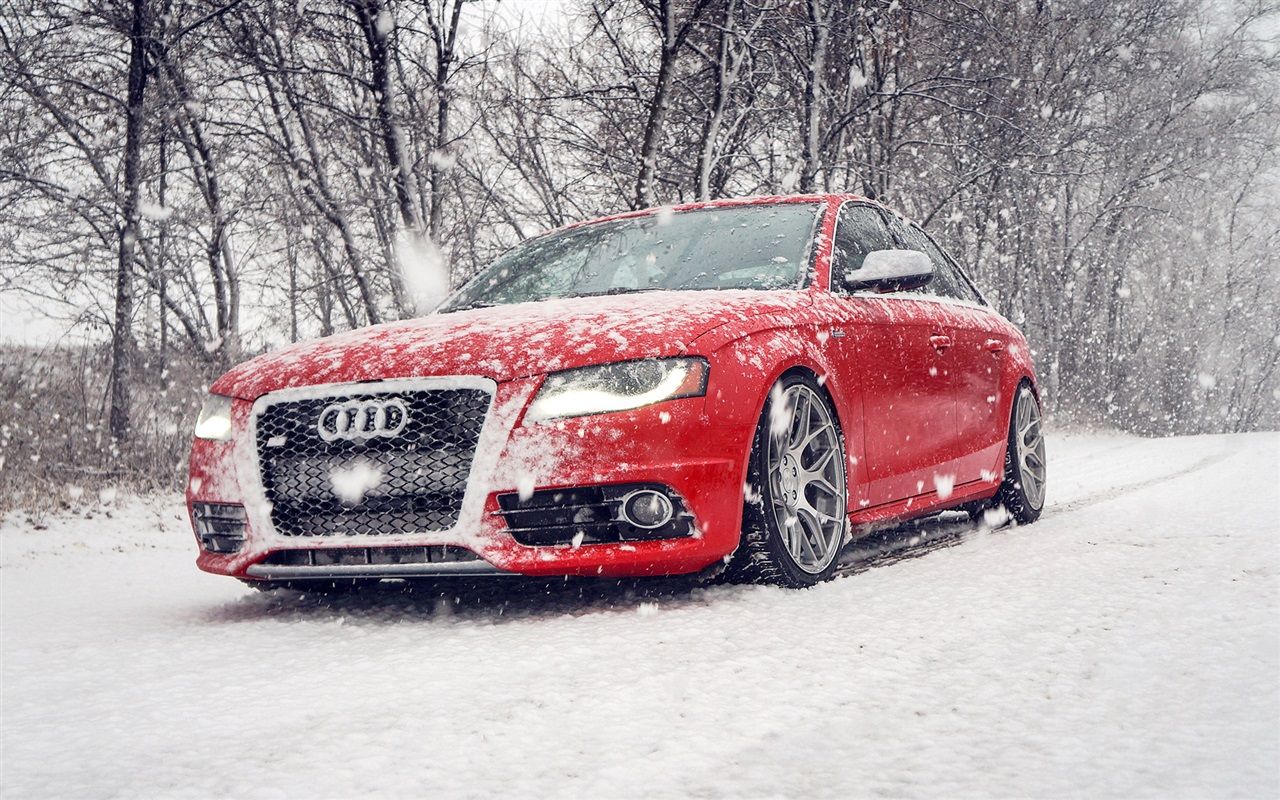 Wallpaper Audi S4 red car in snow winter 1920x1200 HD Picture, Image