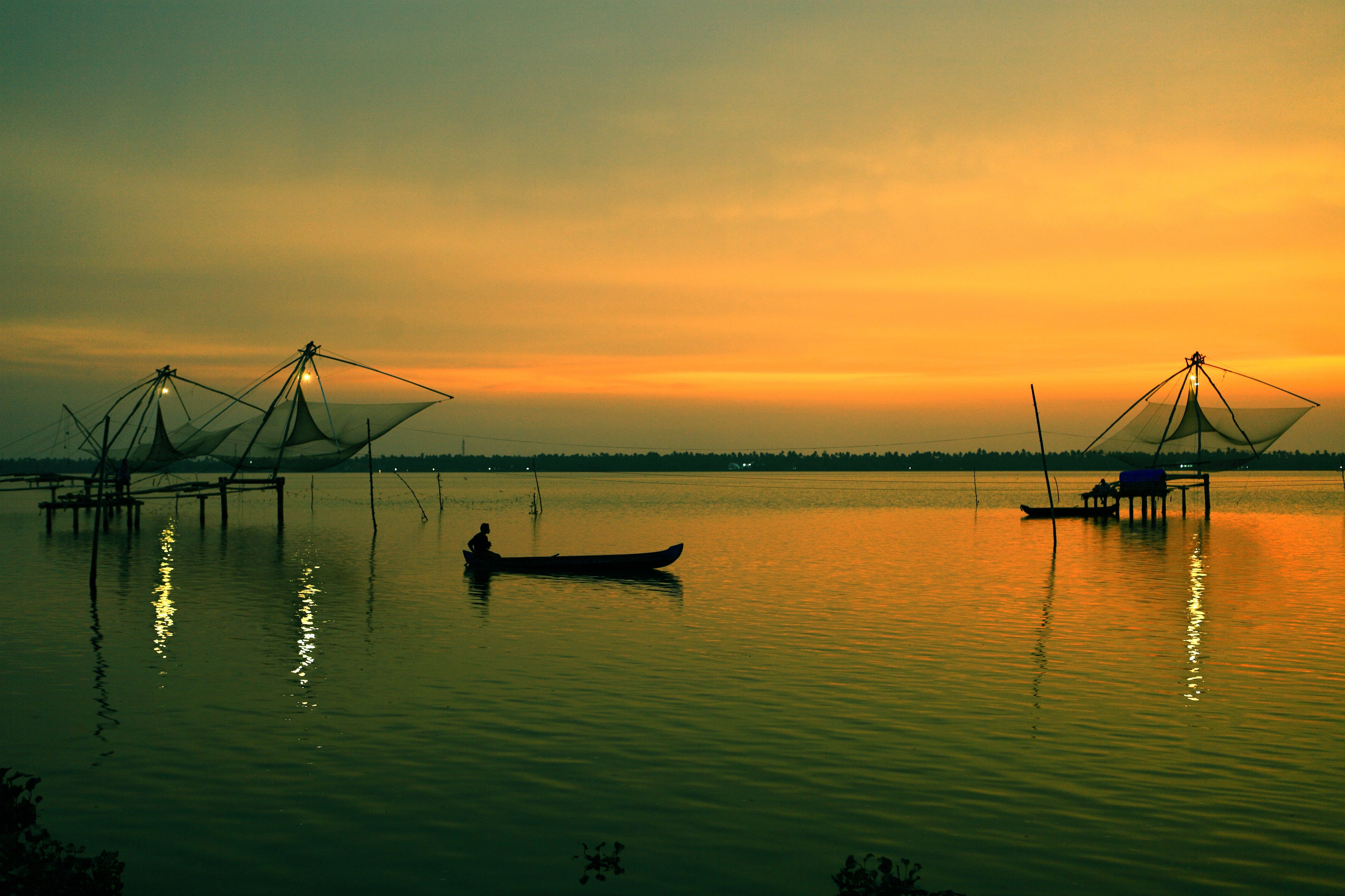 kochi, Kerala, Blues, Back, Water, Lagoons, Sunset, Beach, Ship, Channels, Chinese, Nets, Skyscraper, Water, City, 17 Wallpaper HD / Desktop and Mobile Background