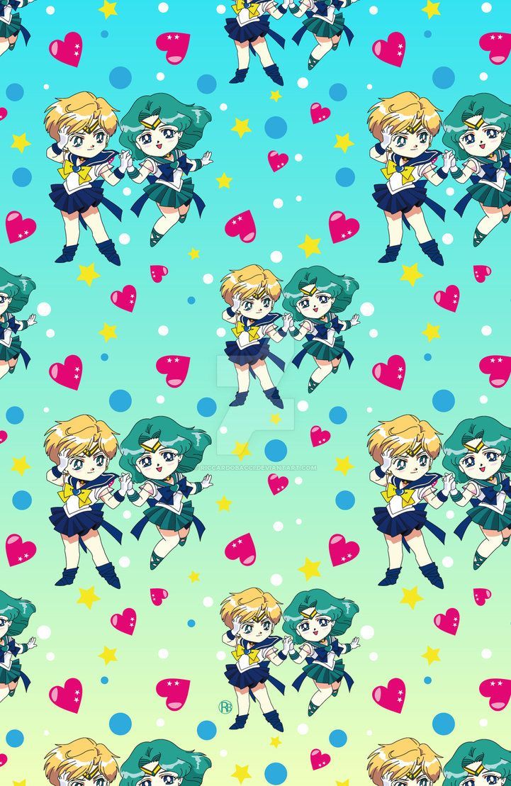 Sailor Uranus and Neptune Pattern by riccardobacci. Sailor moon wallpaper, Sailor uranus, Sailor moon fan art