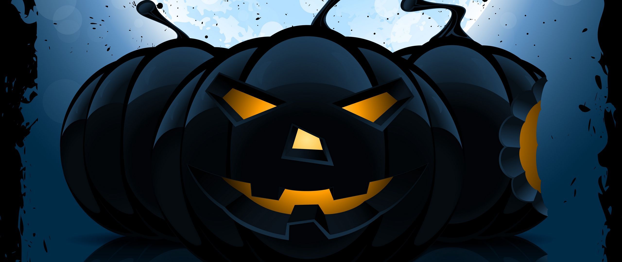 Download wallpaper 2560x1080 halloween, pumpkin, pattern, dark dual wide 1080p HD background