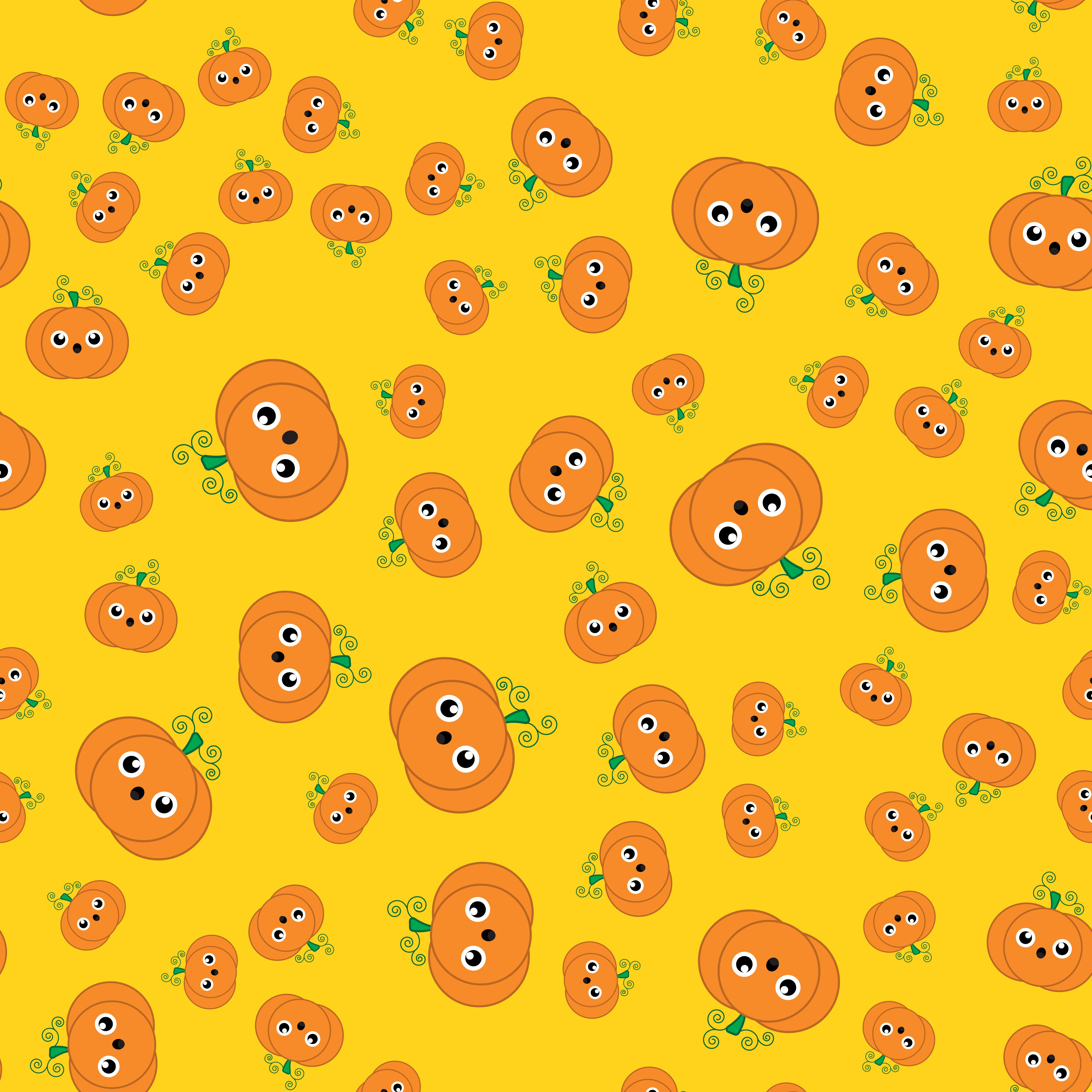 Seamless cute pumpkin in Halloween day with yellow background. Holiday and Culture concept. Wallpaper theme. Free Vectors, Clipart Graphics & Vector Art