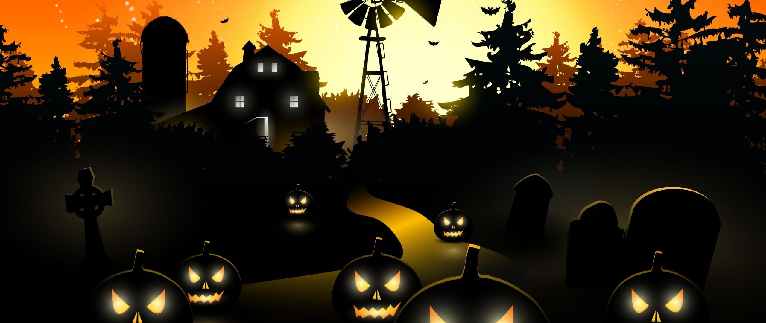 Halloween Haunted House 2560x1080 Resolution Wallpaper, HD Holidays 4K Wallpaper, Image, Photo and Background