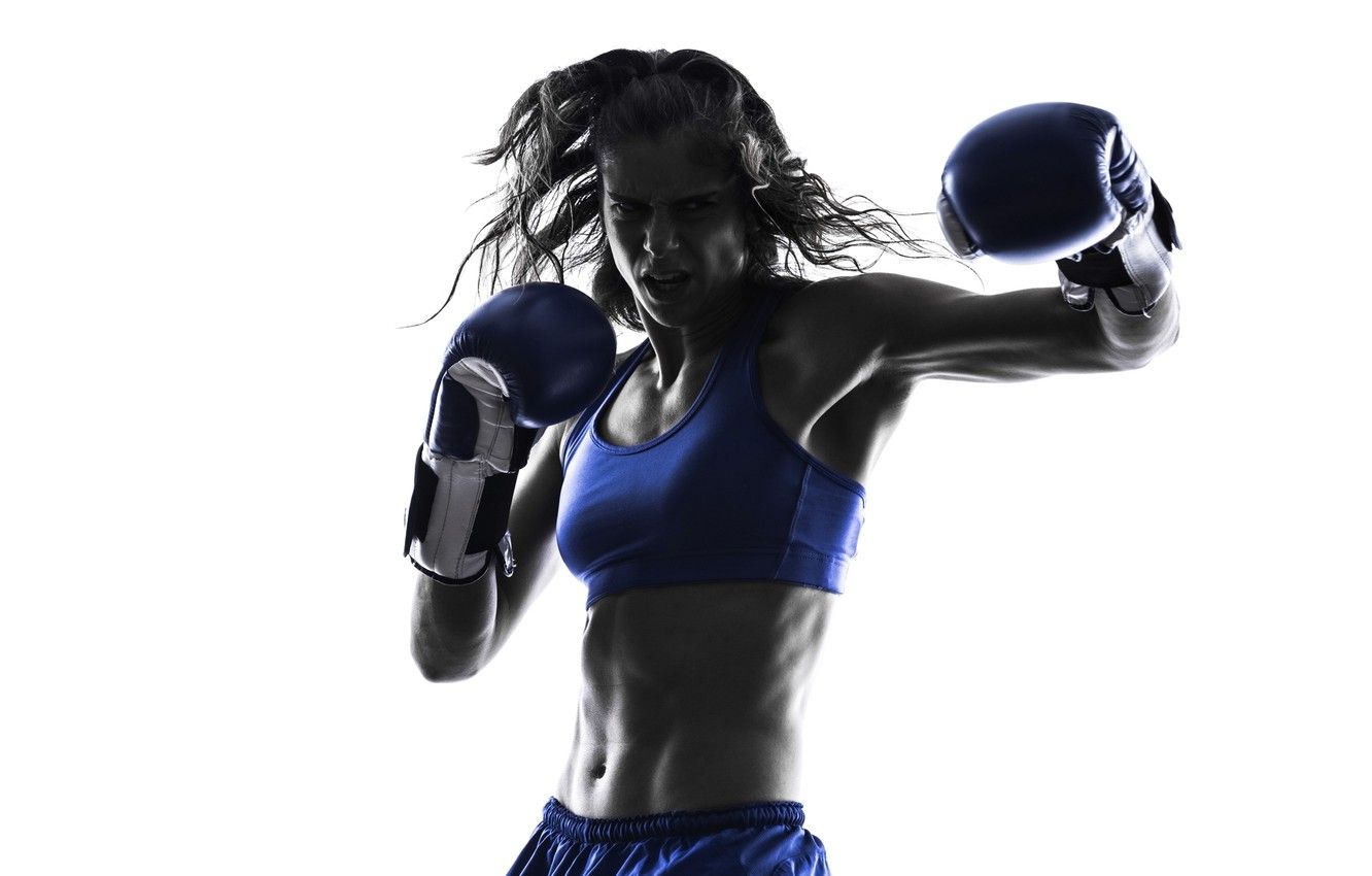 Wallpaper woman, silhouette, kickboxing image for desktop, section спорт