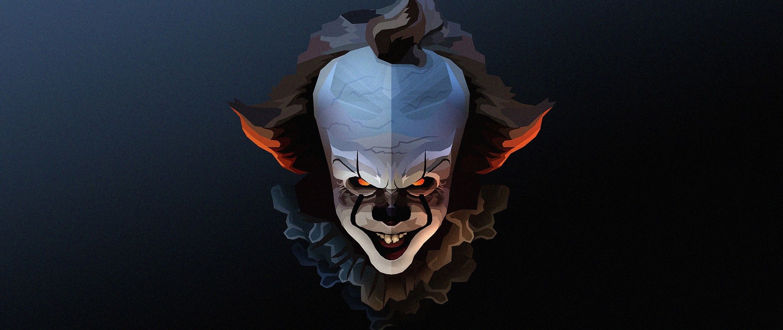Download 2560x1080 wallpaper pennywise, the clown, halloween, artwork, dual wide, widescreen, 2560x1080 HD image, background, 15107