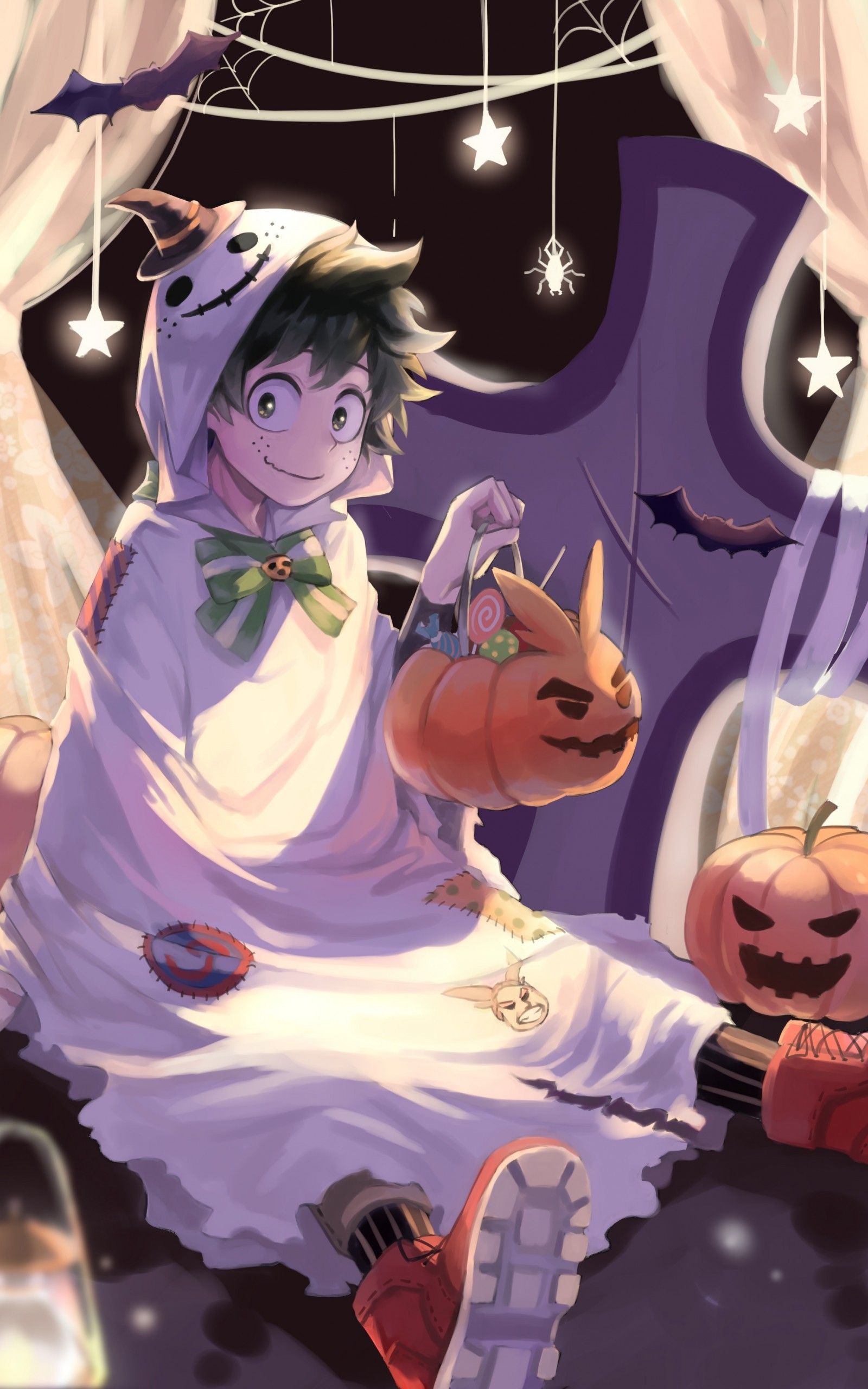 Download 1600x2560 Midoriya Izuku, Boku No Hero Academia, Smiling, Halloween Wallpaper for Google Nexus 10